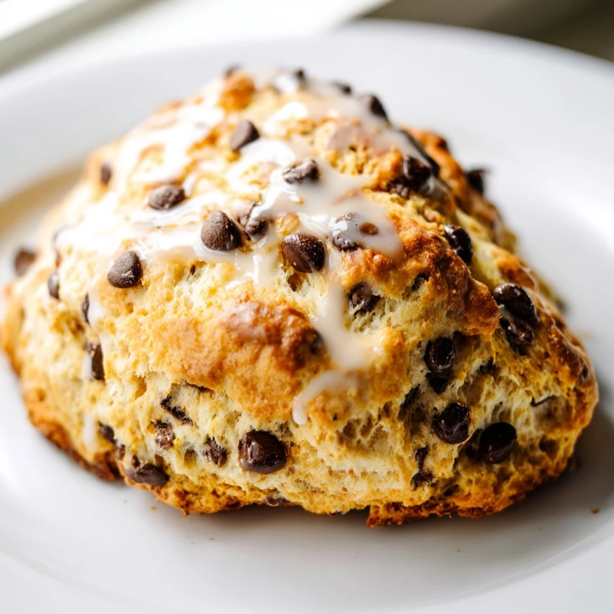 Eight wedge-shaped Chocolate Chip Scones arranged neatly on a baking sheet, ready for breakfast or brunch.  