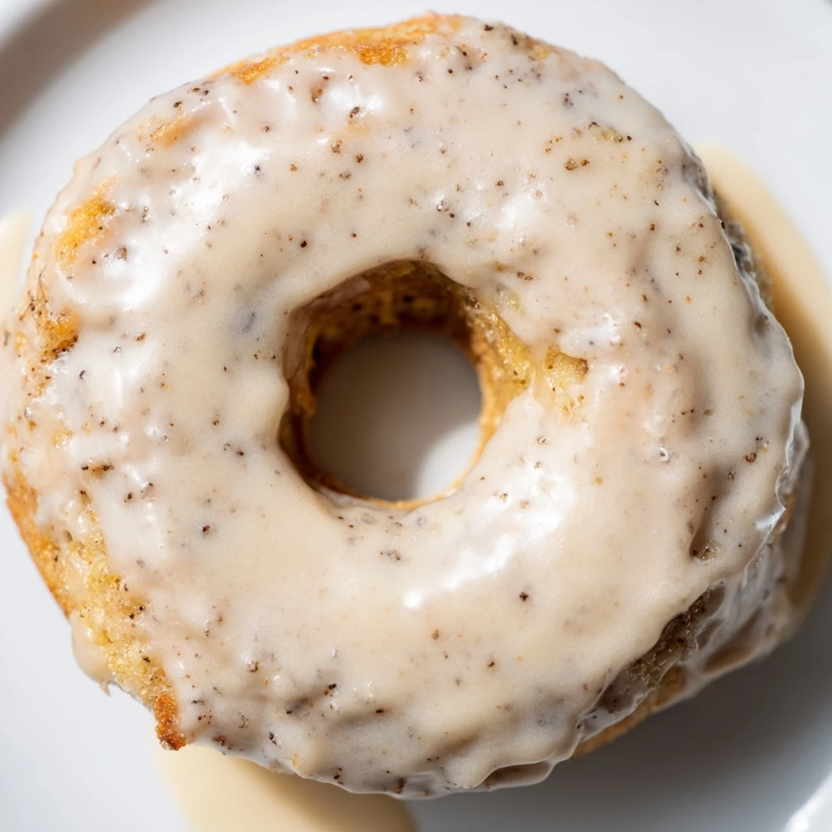A close-up of Baked Banana Bread Donuts on a wire rack, showing a tender crumb and a light cinnamon sugar dusting.