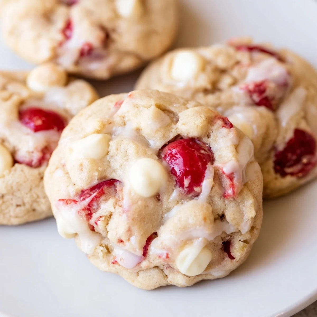 Stack of Irresistible Maraschino Cherry Cookies on a cooling rack, perfect for a festive dessert platter.