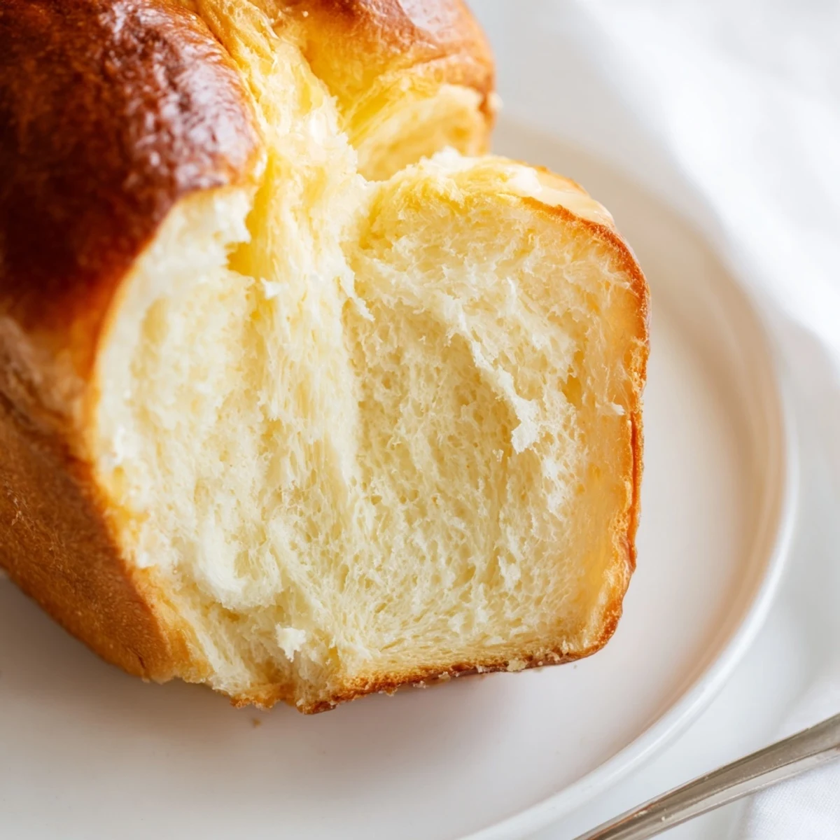 Warm Milk Brioche ready to serve, featuring a pillowy texture and rich aroma in a classic French style.