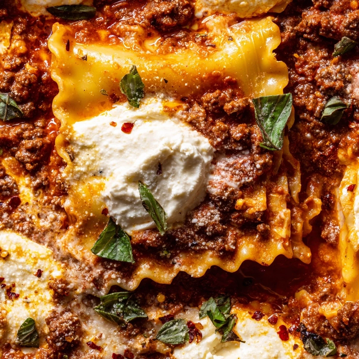 Skillet Lasagna features tender noodles and rich meat sauce bubbling under golden, melted mozzarella in a single pan.