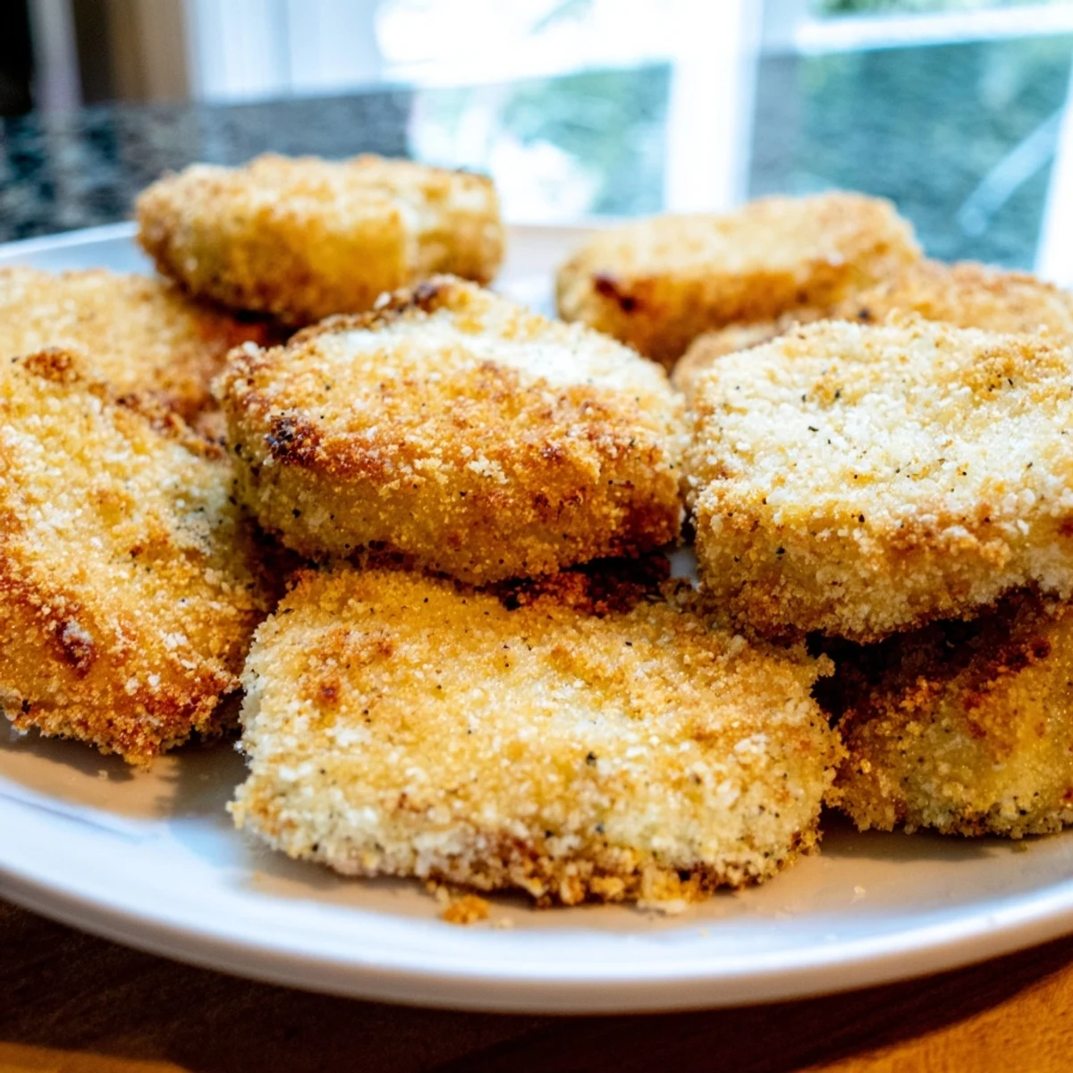 Golden-brown Crispy Cottage Cheese Treats arranged on a paper towel-lined plate, fresh from the skillet. 