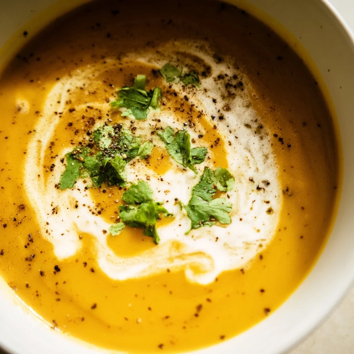 Close-up of golden Parmesan toasts beside a velvety Creamy Carrot and Coriander Soup.