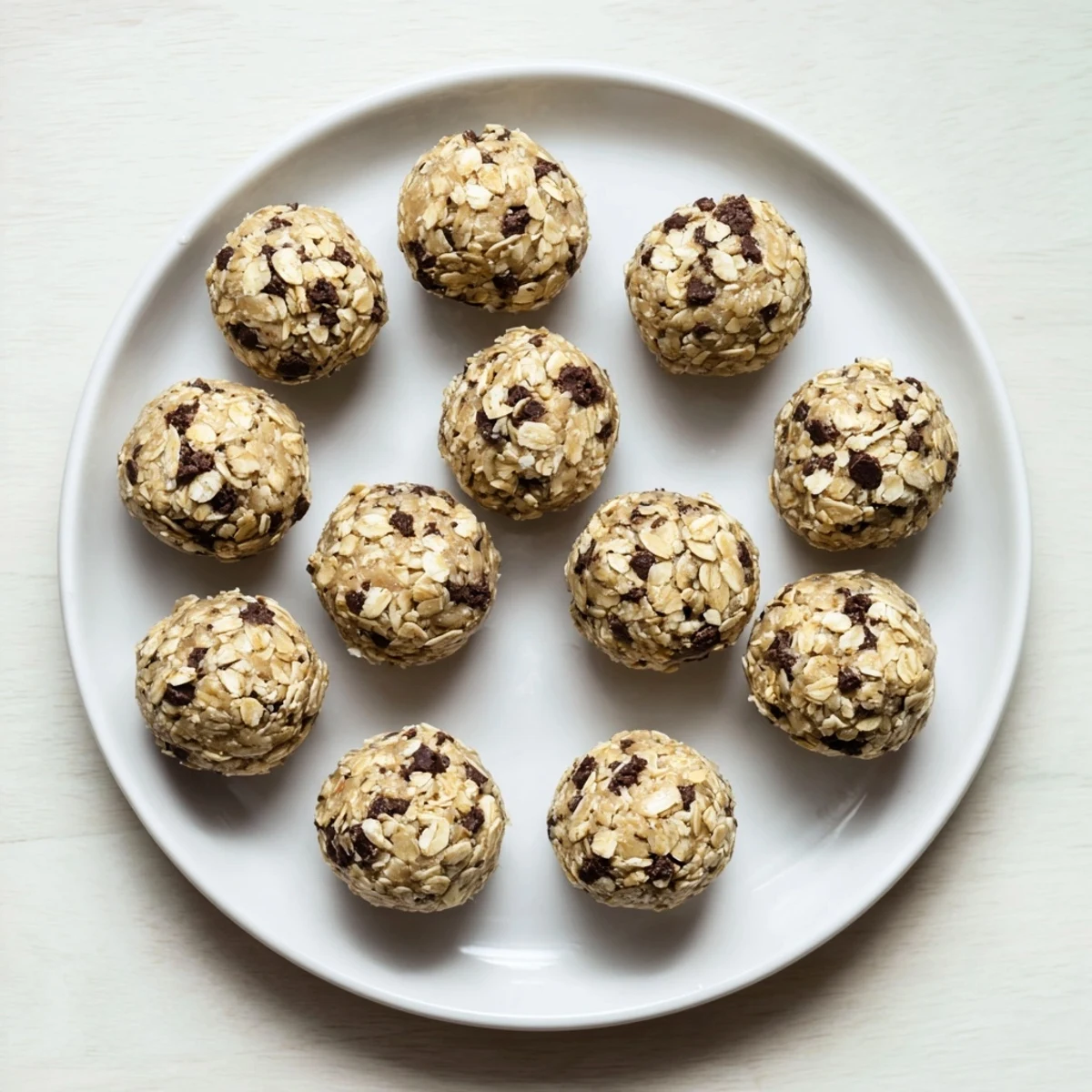 Bright green mint dough with chocolate chips is hand-rolled, perfect for a healthy American snack.