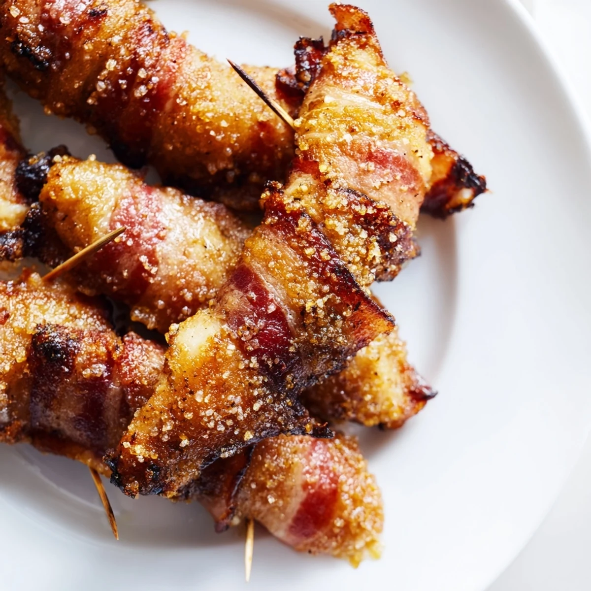 Juicy bacon brown sugar chicken tenders served with dipping sauce for appetizer or dinner