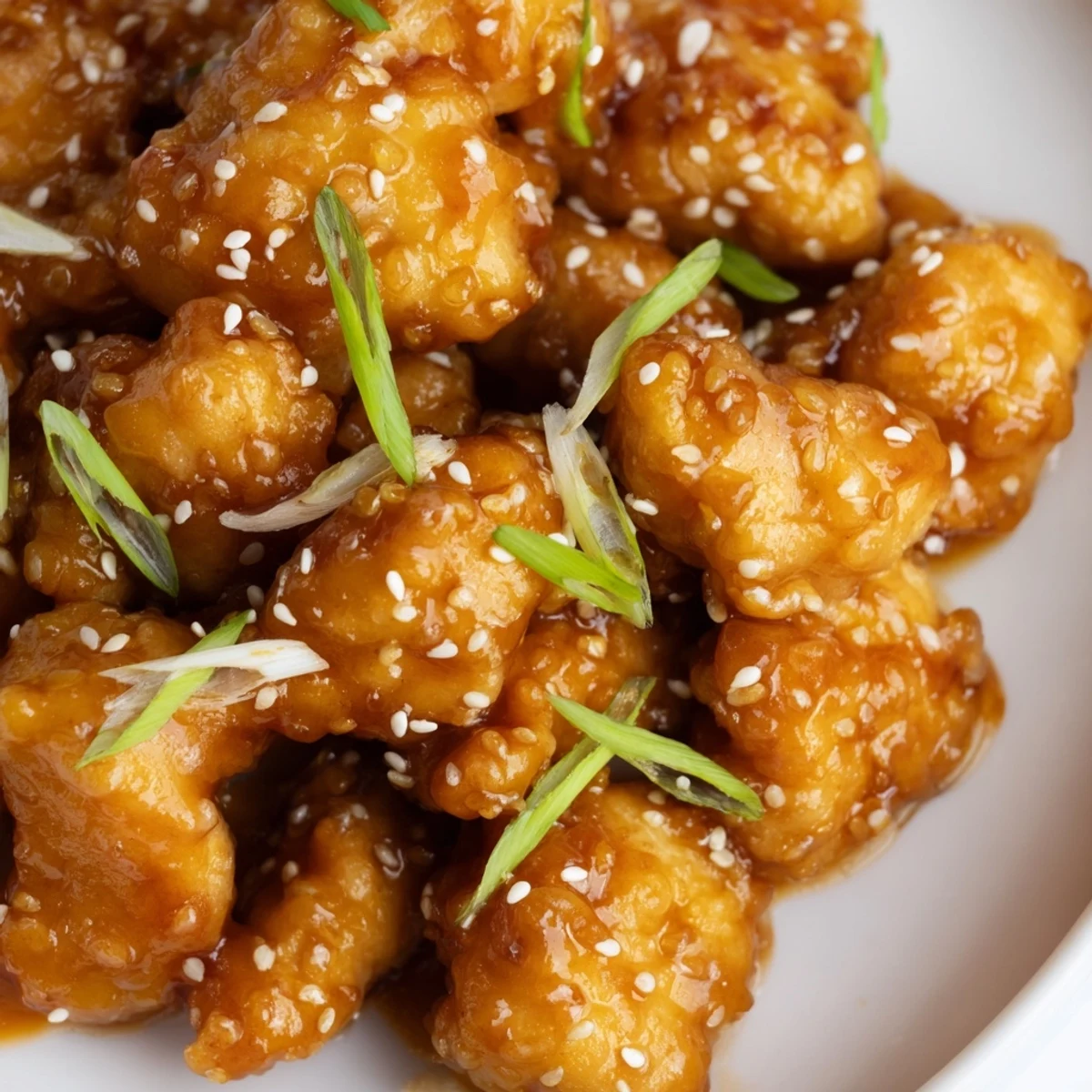 Tender honey chicken coated in glossy sauce served over fluffy white rice