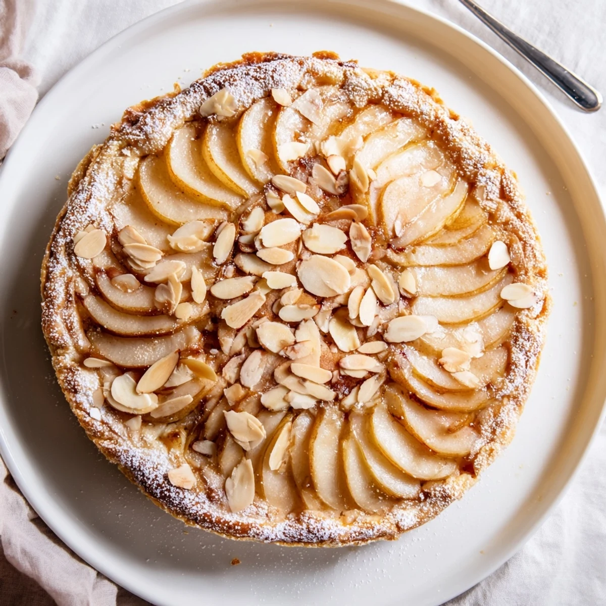 Flaky pastry topped with tender cinnamon pears baked to golden brown perfection