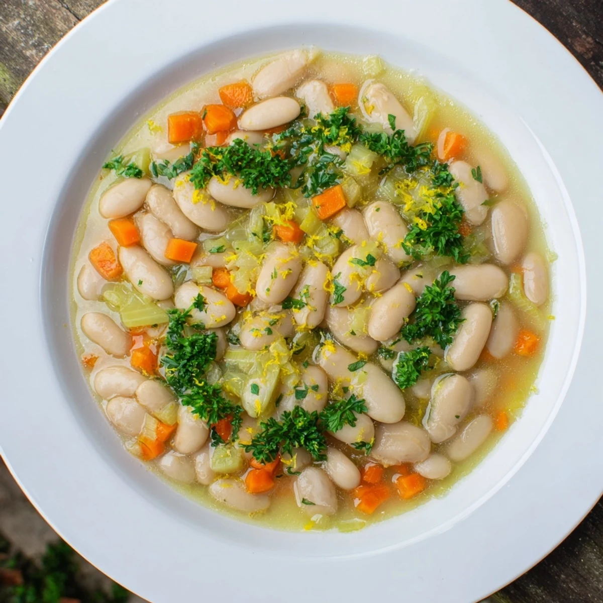 Creamy butter beans with leeks simmered in a skillet with fresh herbs and lemon zest