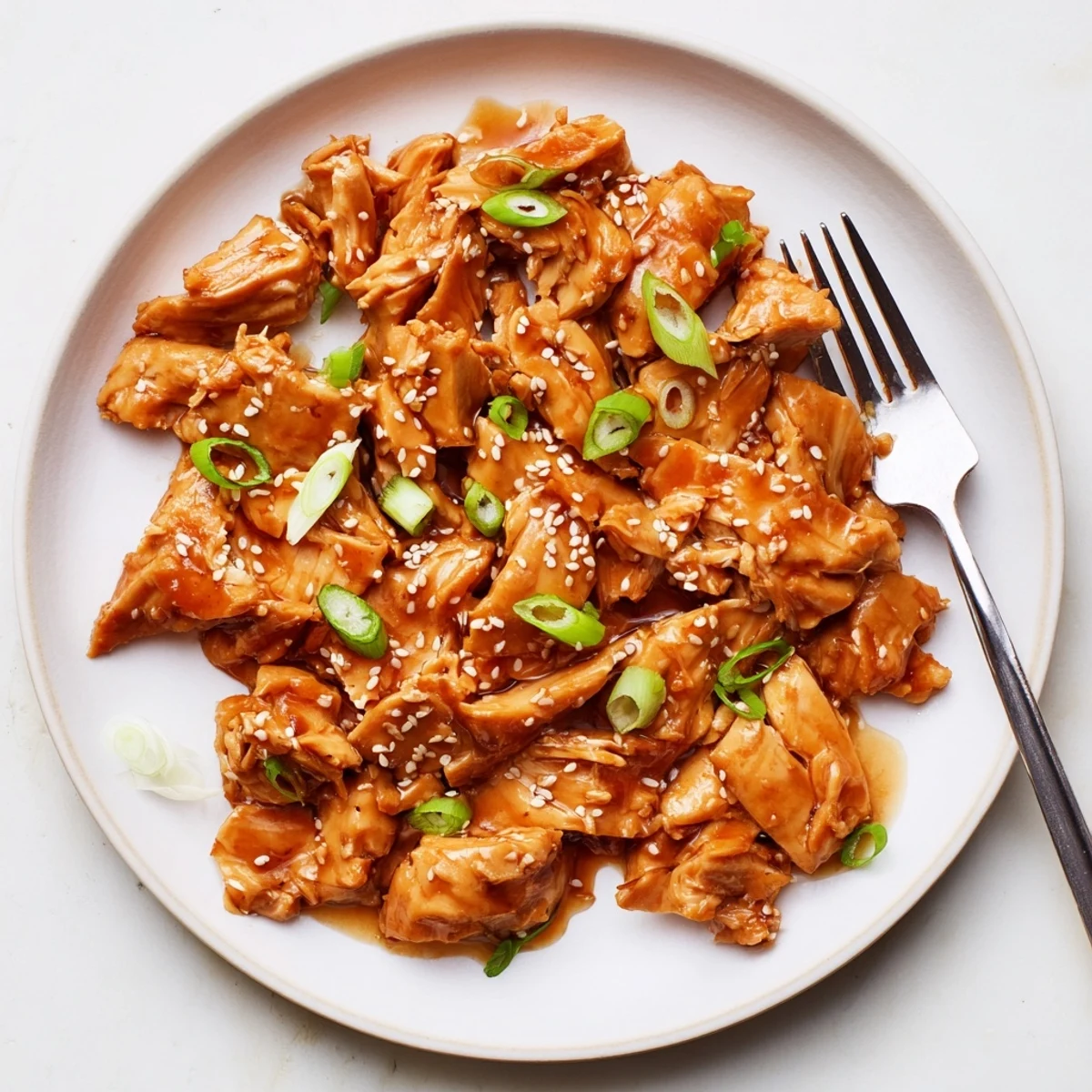 Tender slow cooker Crockpot Teriyaki Chicken glazed in sticky sweet sauce over white rice