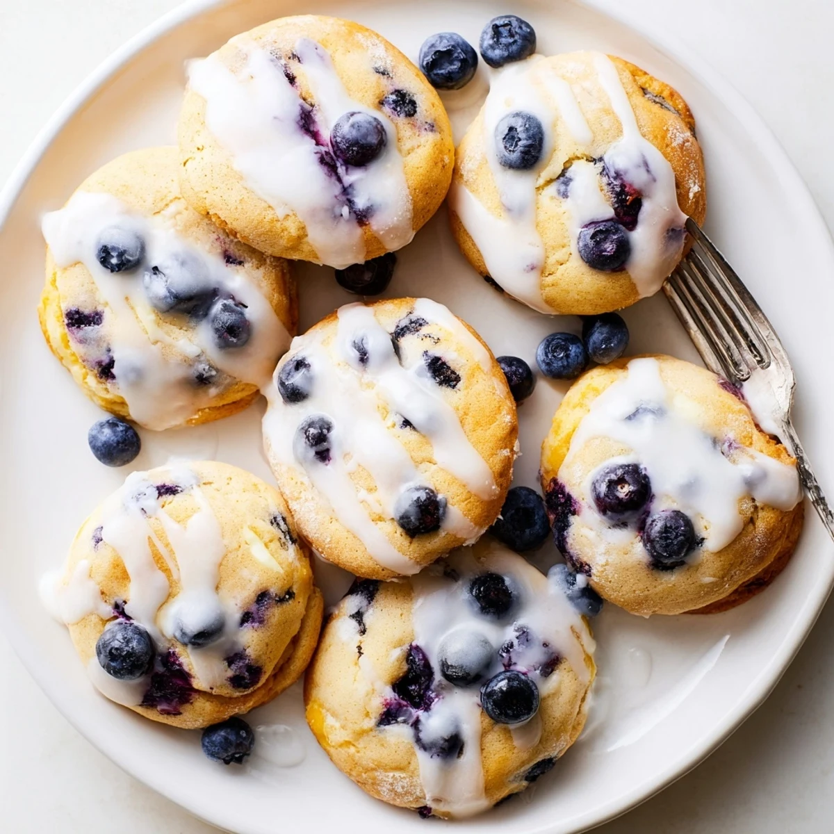 Close-up of stuffed lemon blueberry cheesecake cookies revealing sweet cream cheese filling inside