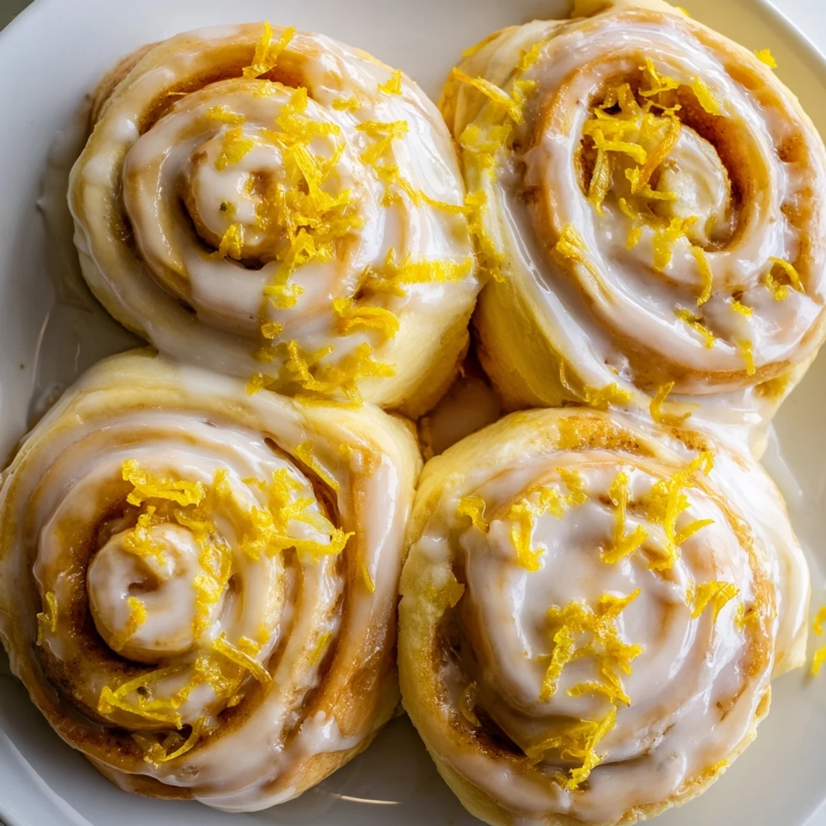 Freshly baked lemon rolls swirled with sweet lemon sugar filling and topped with zesty glaze