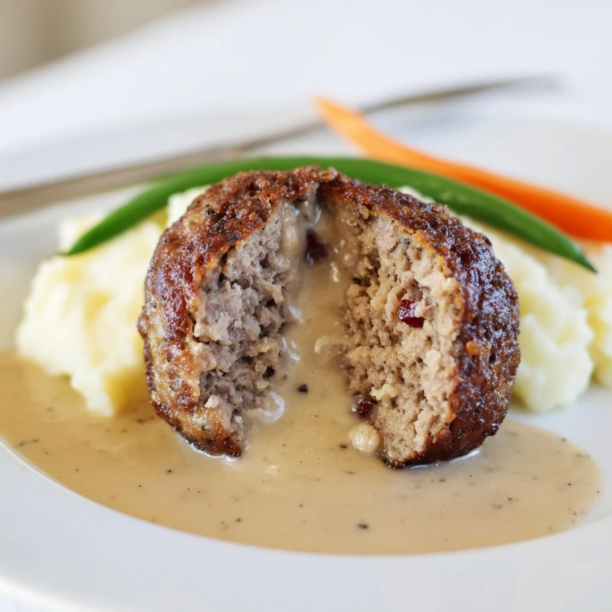 Plate of Homemade Ikea Meatballs, golden brown and tender, with lingonberry jam.