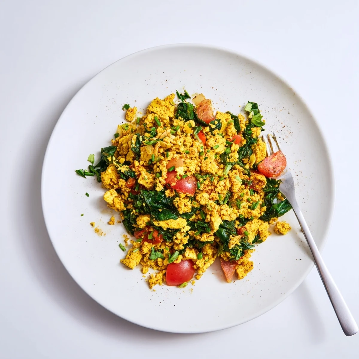 Protein-packed Tofu Scramble seasoned with kala namak, bell pepper, served in wrap