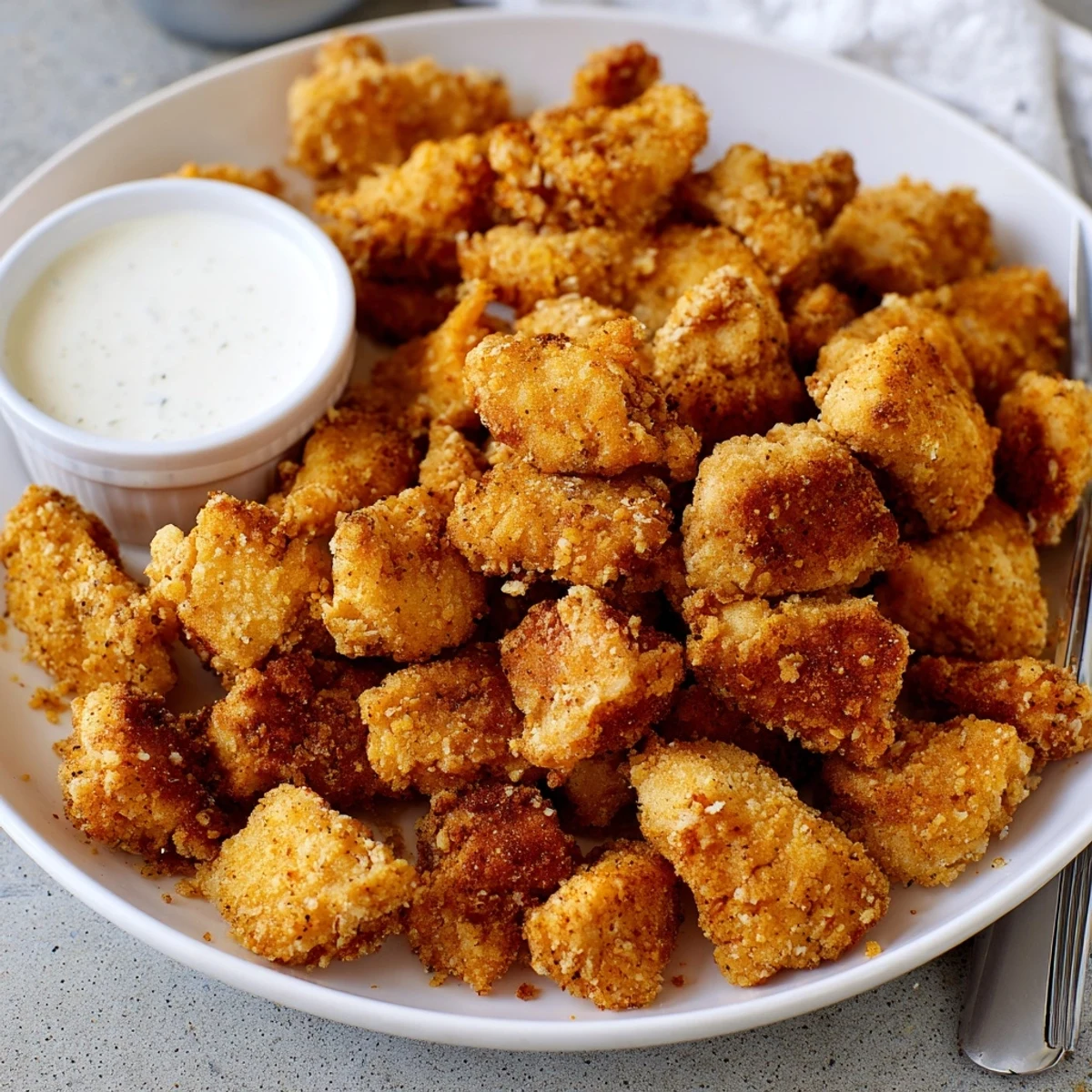 Buttermilk marinated Chicken Bites served hot with honey mustard and toothpicks