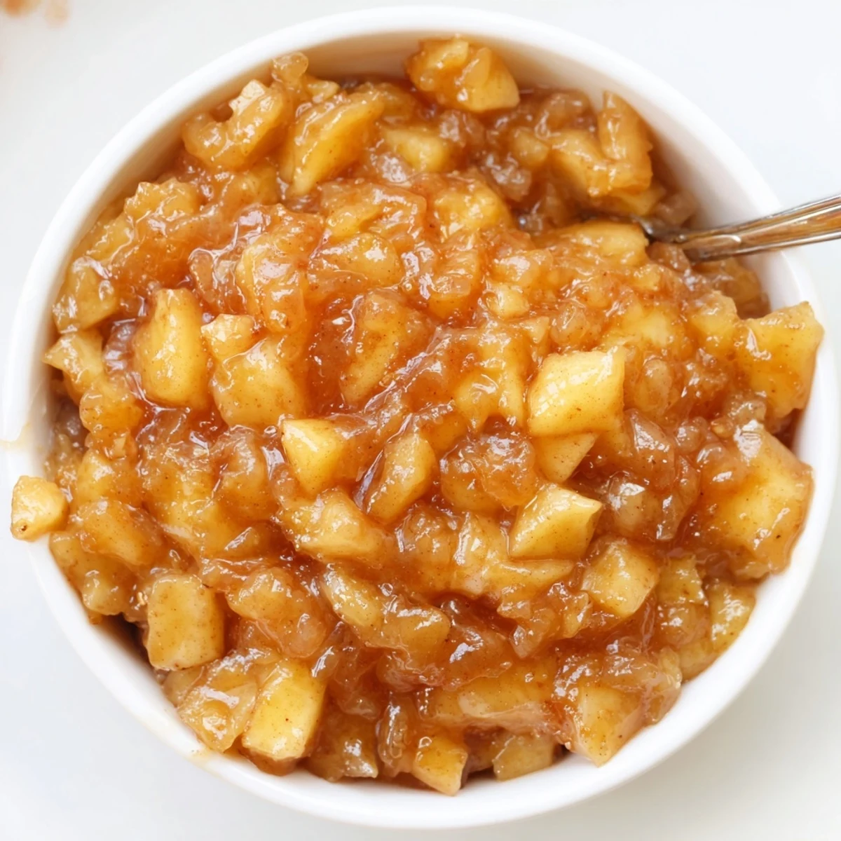 Jar of Fall Caramel Apple Jam with chunky apples, warm spice notes