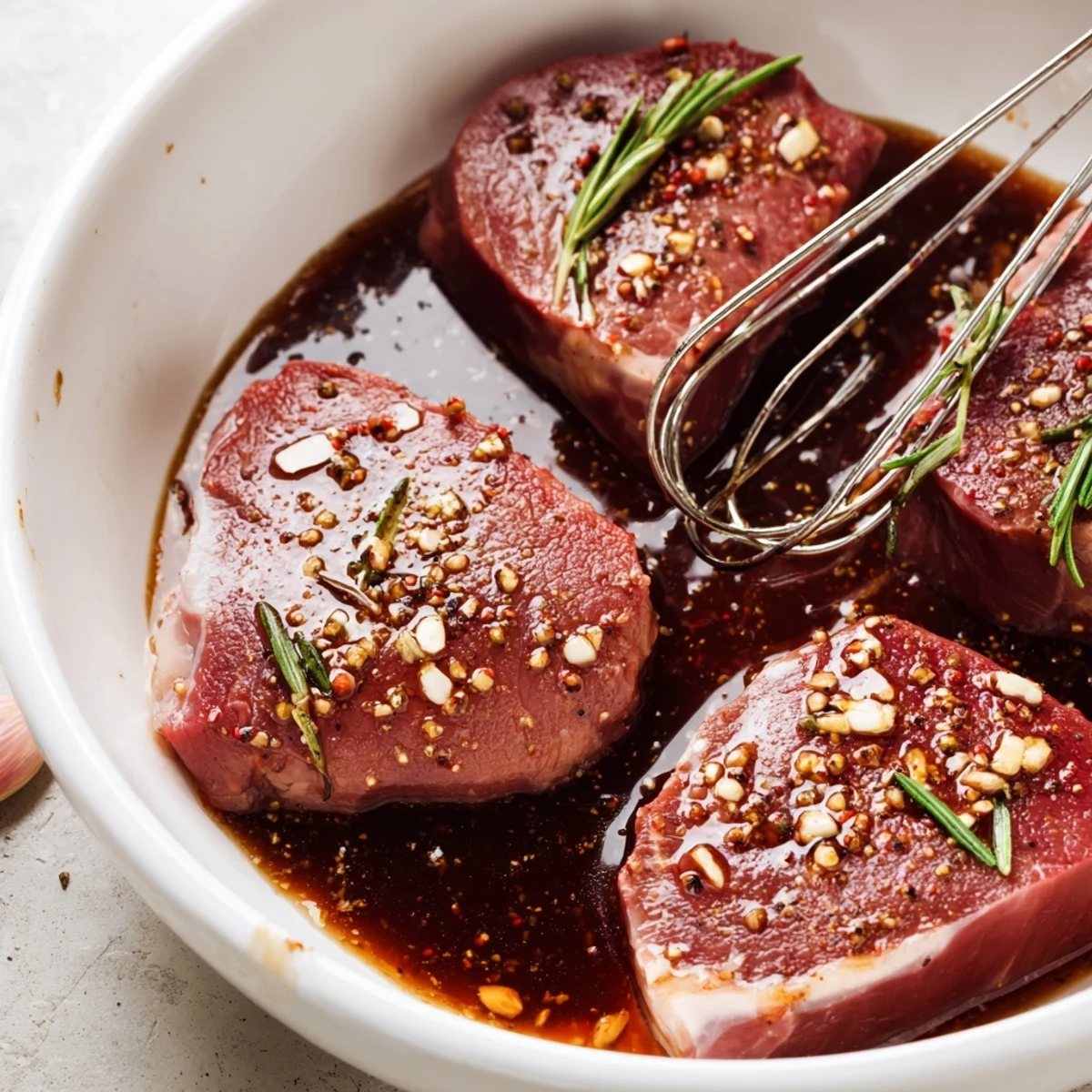 Grilled steak served with Steak Marinade glaze, caramelized edges and juices