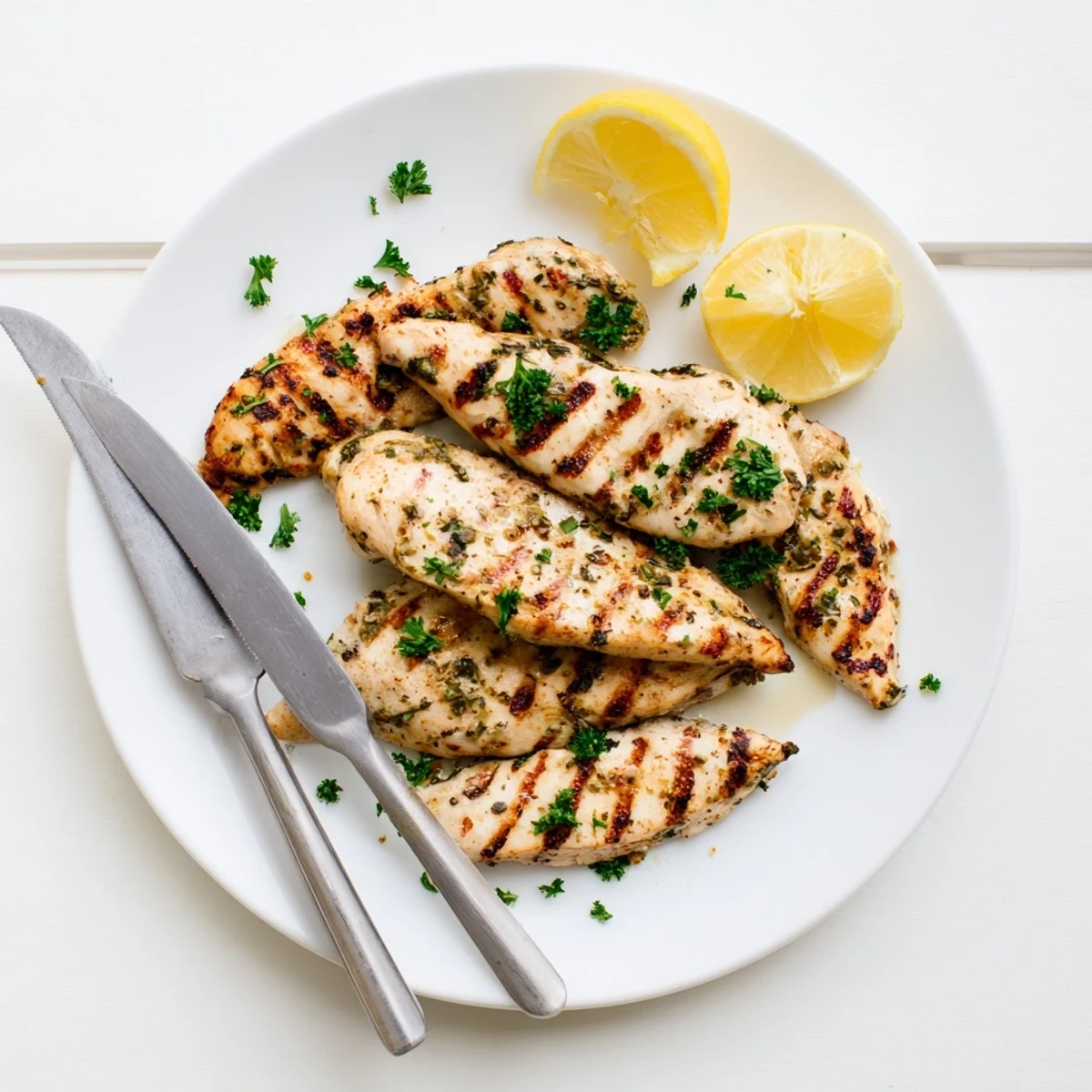 Perfectly grilled chicken recipe with char marks and paprika spice rub under kitchen lighting
