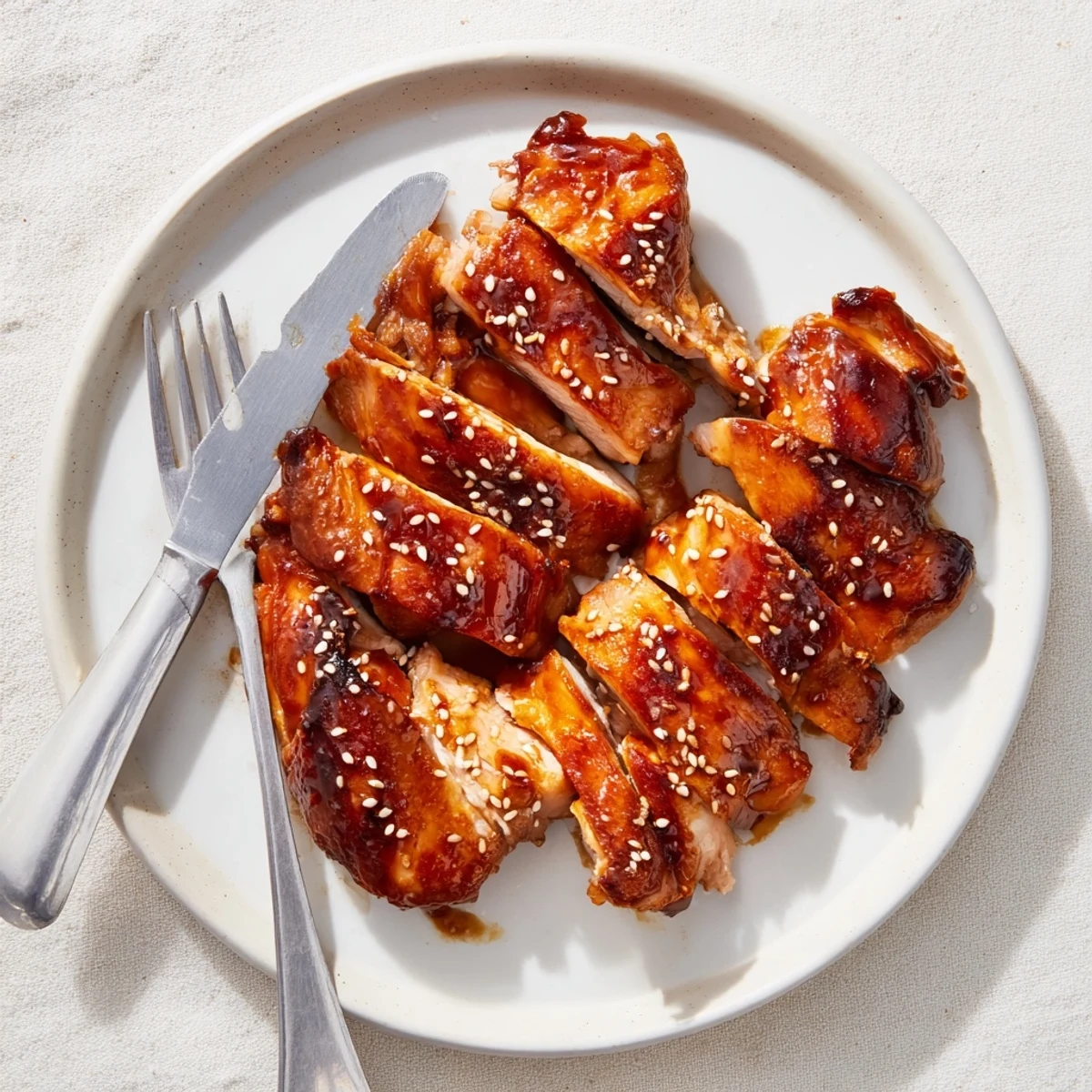 Golden glazed Char Siu chicken thighs grilled to sticky caramelized perfection with honey charred edges