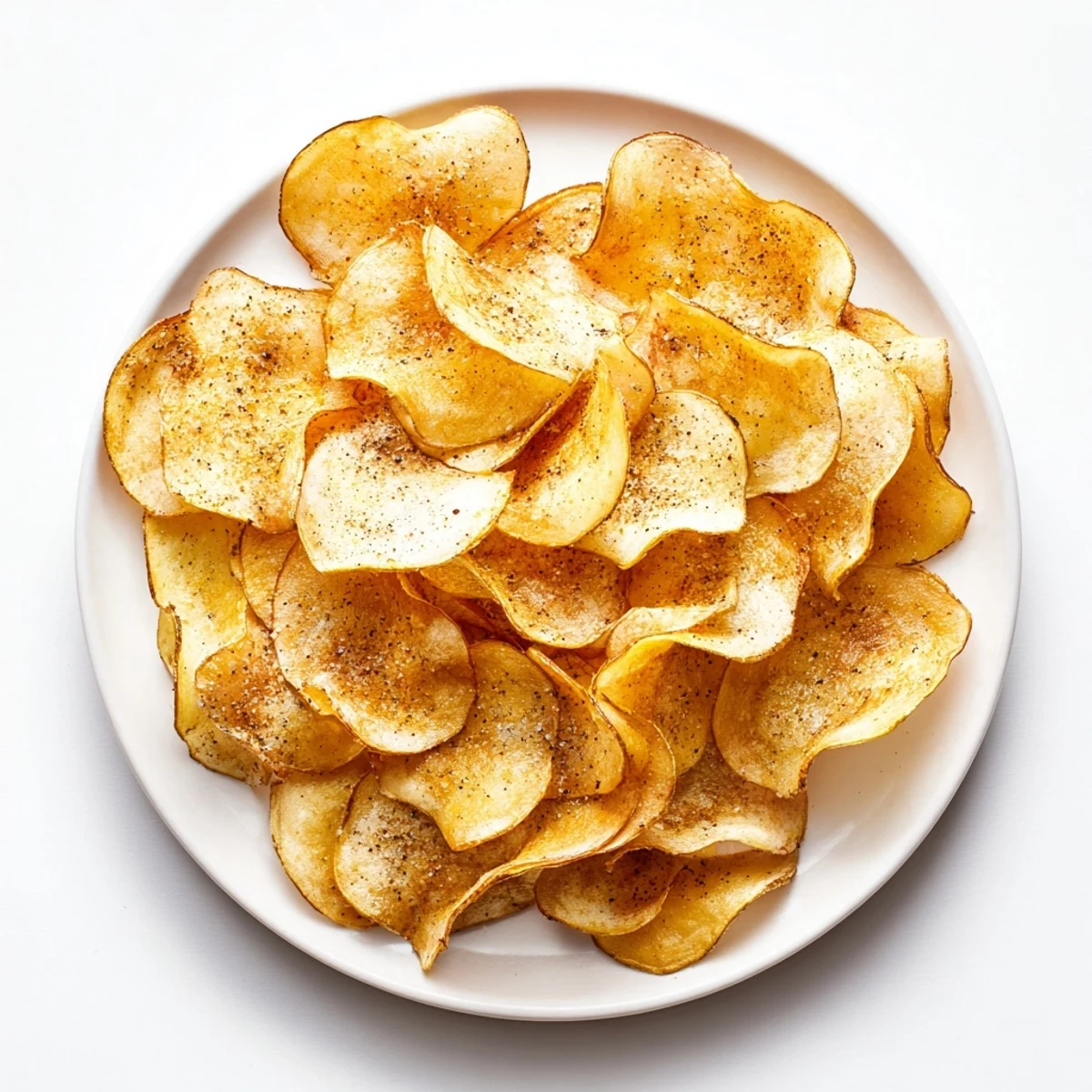 Crispy low-carb radish chips piled in a rustic serving bowl, perfect healthy snack alternative to potato chips.