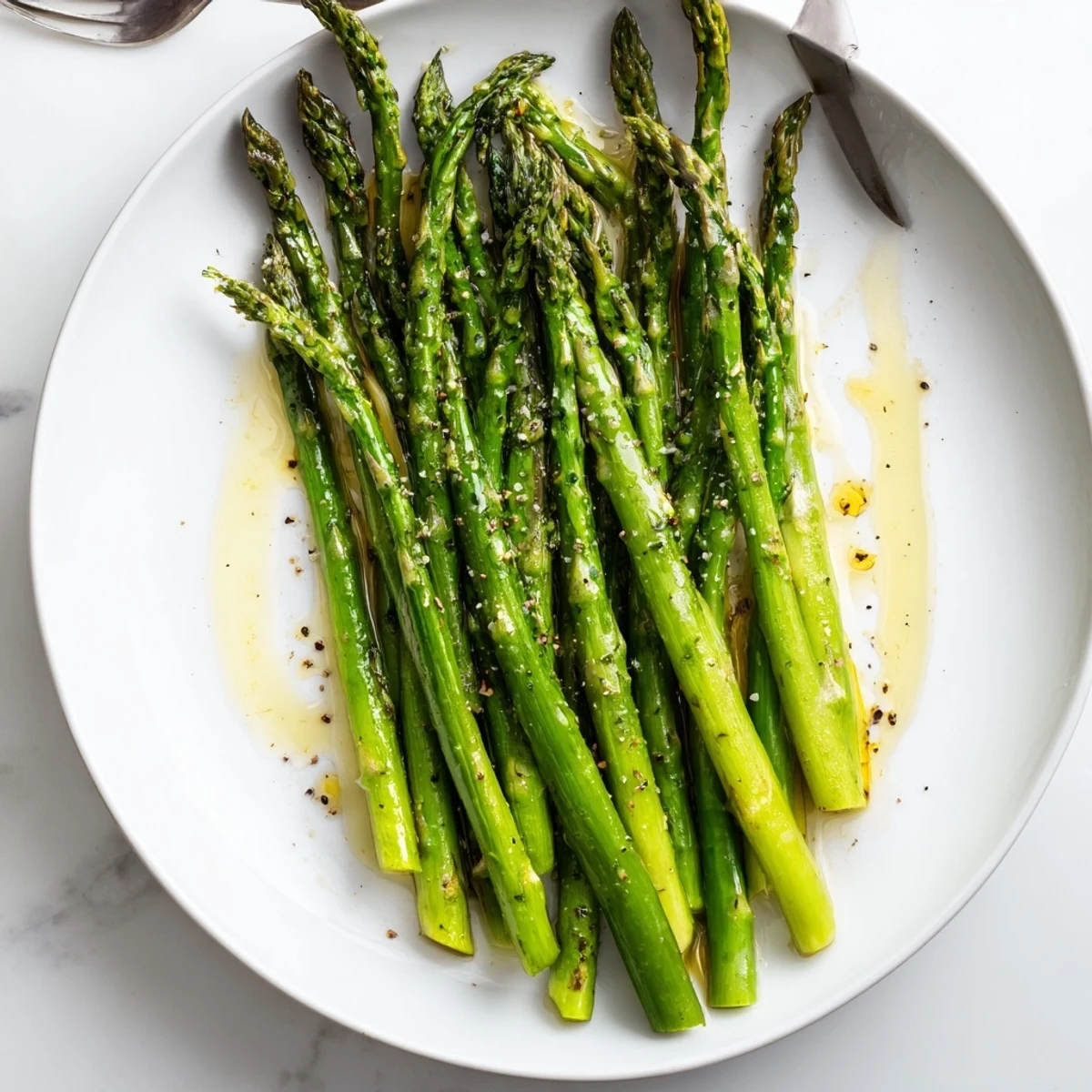 Tender, bright stalks of Steamed Asparagus served alongside grilled fish