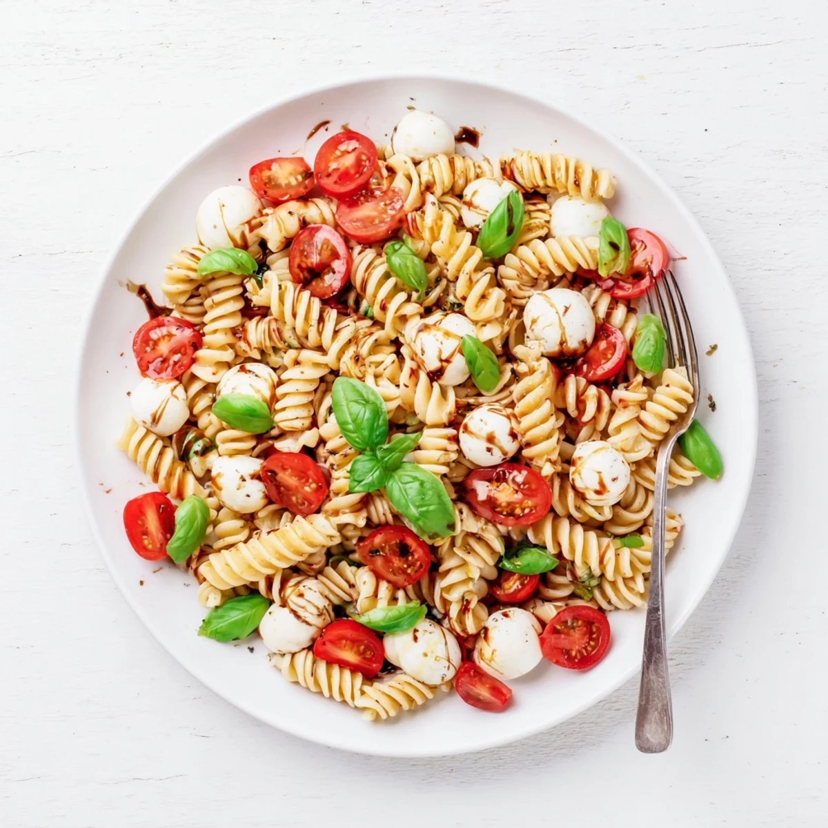 Easy Caprese Pasta Salad Recipe: al dente pasta, juicy tomatoes, aromatic basil