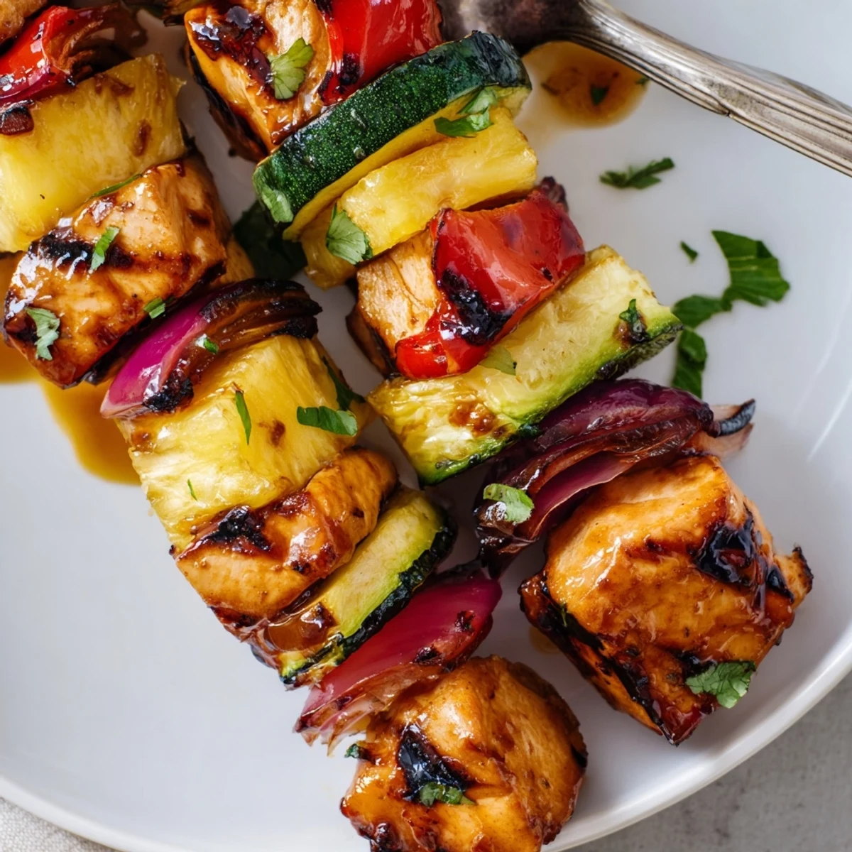 Weeknight ready Grilled Chicken Kabobs With Pineapple And Zucchini juicy, smoky aroma