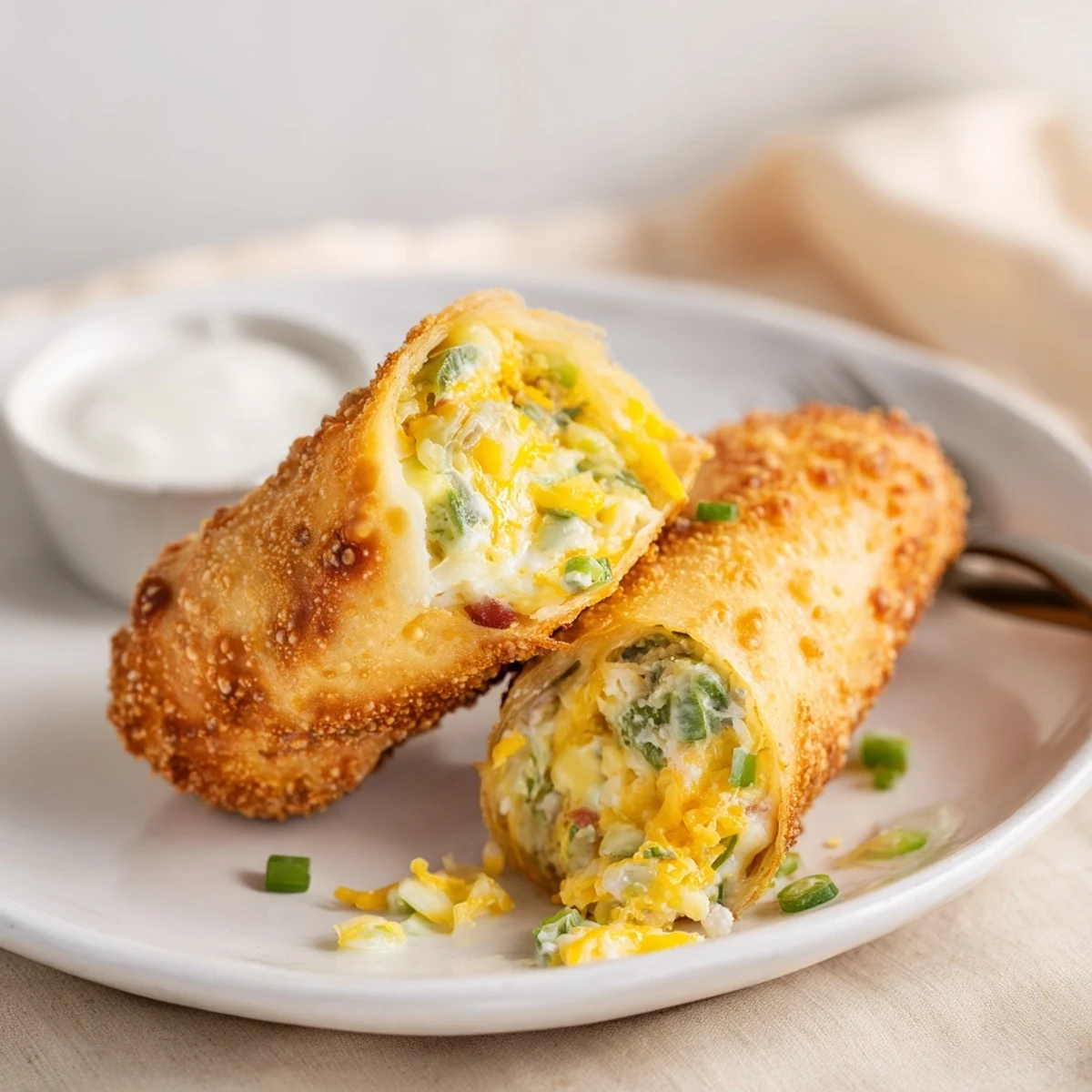 Golden, crunchy bites filled with spicy cream cheese — Crispy Jalapeno Popper Egg Rolls