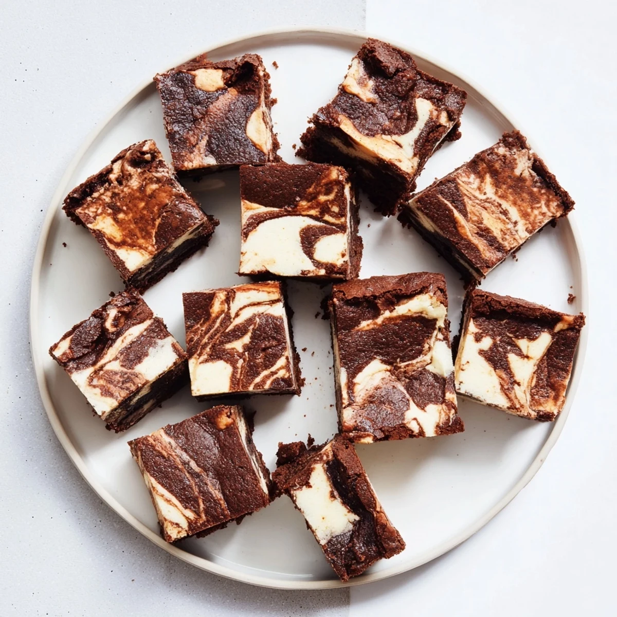 Sliced sourdough cheesecake brownie bars showcasing the chocolate vanilla marble pattern