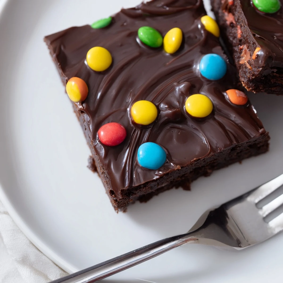 Gourmet Cosmic Brownies Bars with glossy chocolate ganache and rainbow candy sprinkle