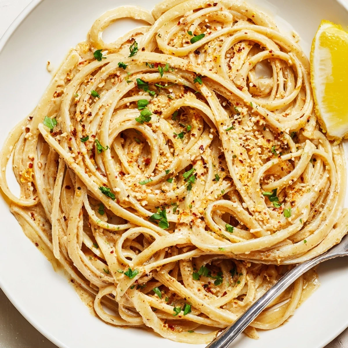 Warm Cowboy Butter Pasta Recipe tossed with fresh parsley, chives, and parmesan.