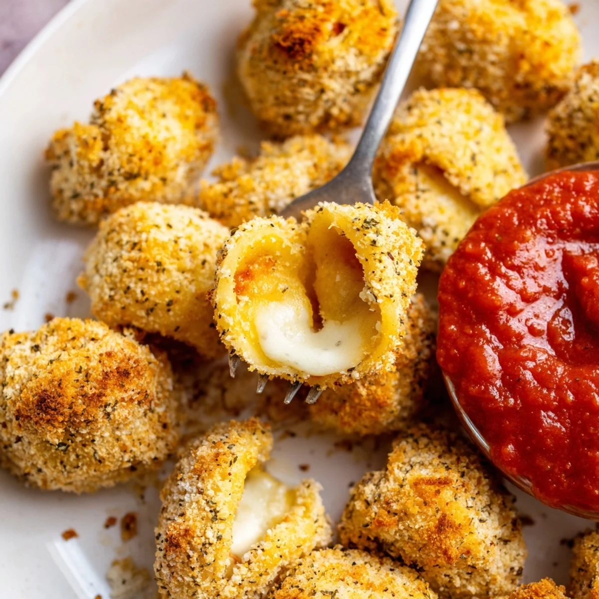 Crispy Tortellini Party Snacks Recipe breaded, fried to crisp, perfect for dipping