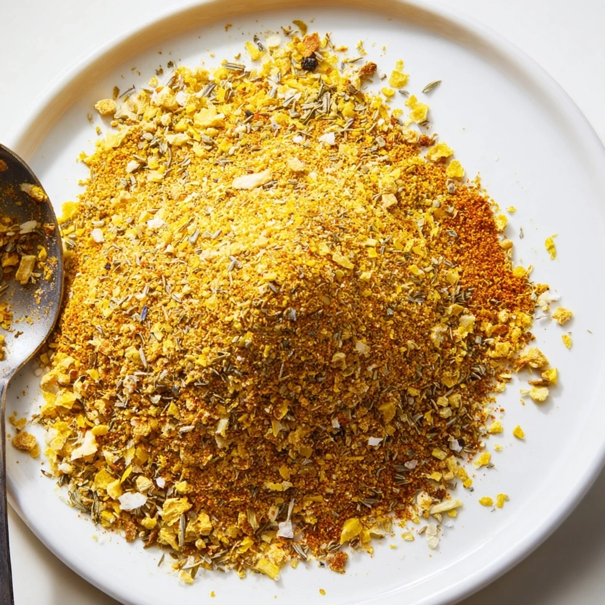 Vegan Chicken Seasoning For Rubs Marinades And Broth in small jar, golden aroma