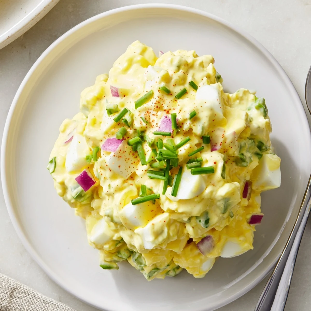 Hearty Classic Egg Salad Recipe piled in lettuce cups for picnic.