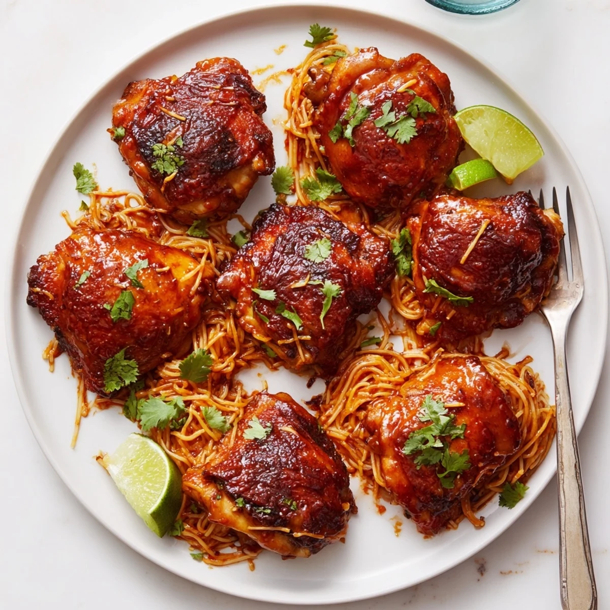 Oven roasted Chipotle Honey Chicken Thighs With Smoked Gouda, crispy skin and smoky glaze.