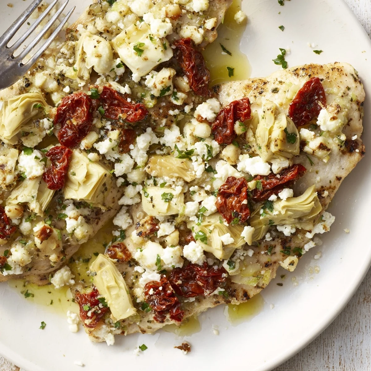 Tender breasts topped with artichokes and feta in Broiled Artichoke Chicken With Feta.