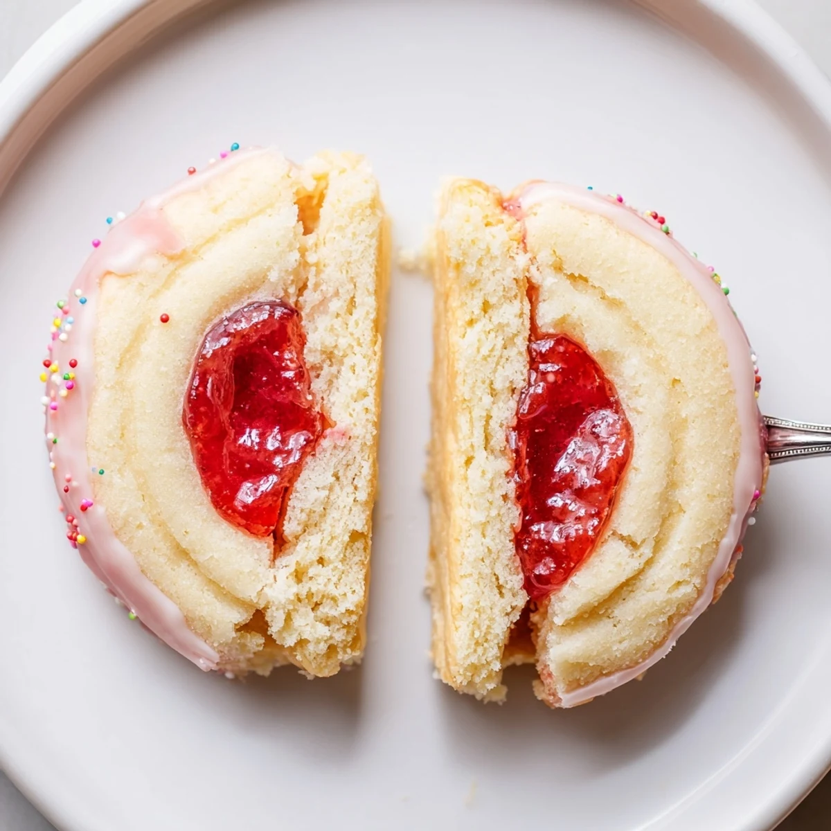 Warm, jammy Strawberry Pop Tart Cookies cooling on wire rack with glaze