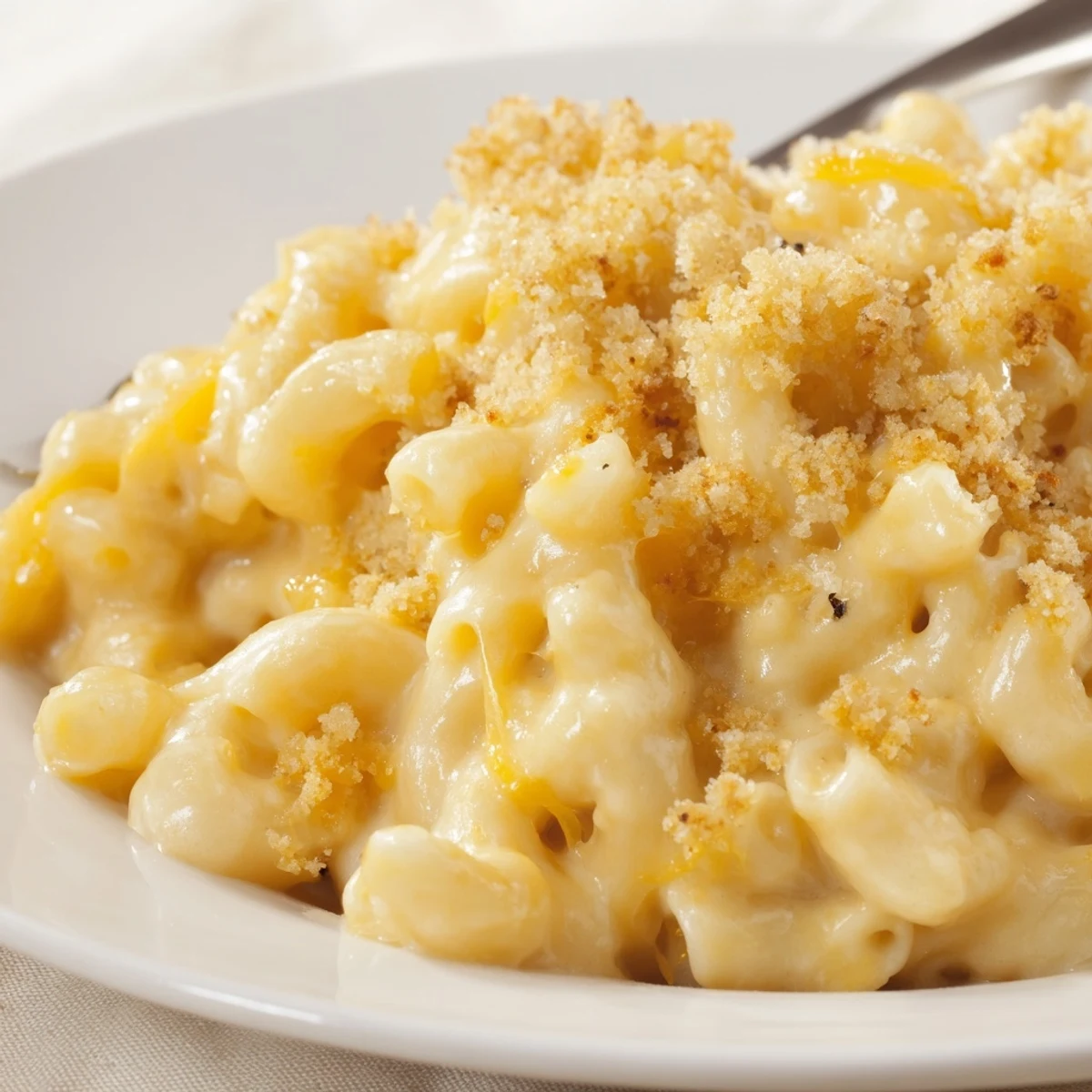 Baked Mac And Cheese with crunchy parmesan topping, perfect for family dinners.