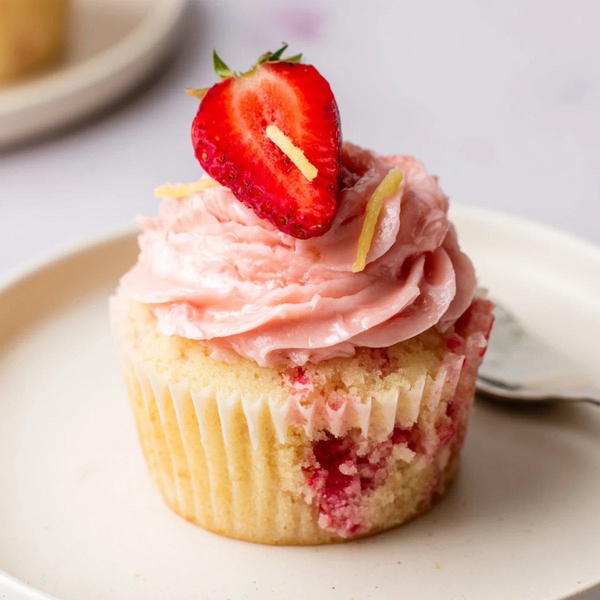 Tray of Strawberry Lemonade Cupcakes on picnic blanket, paired with sparkling lemonade.
