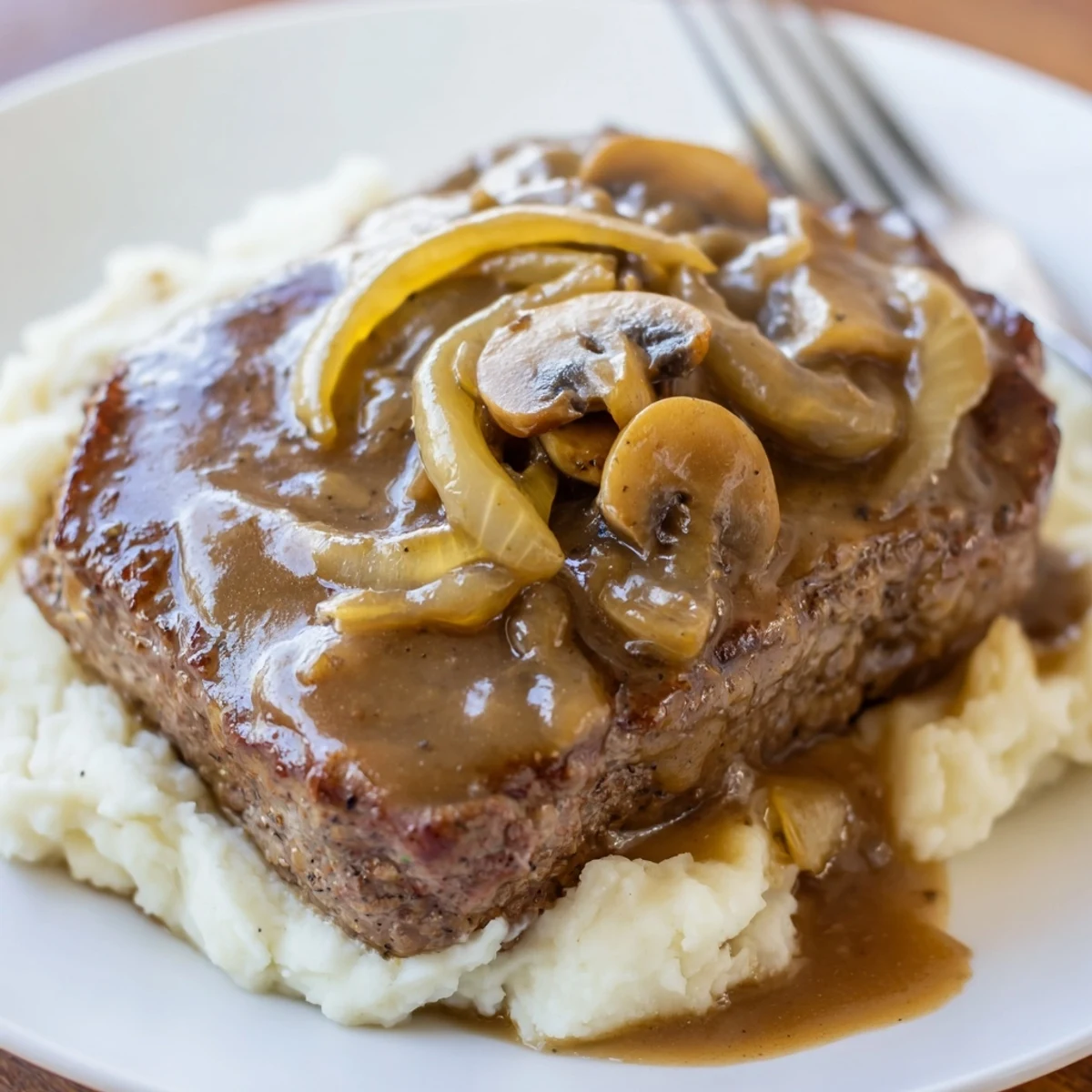 Skillet-braised Country Style Smothered Cube Steak Recipe simmering with savory Worcestershire-infused gravy