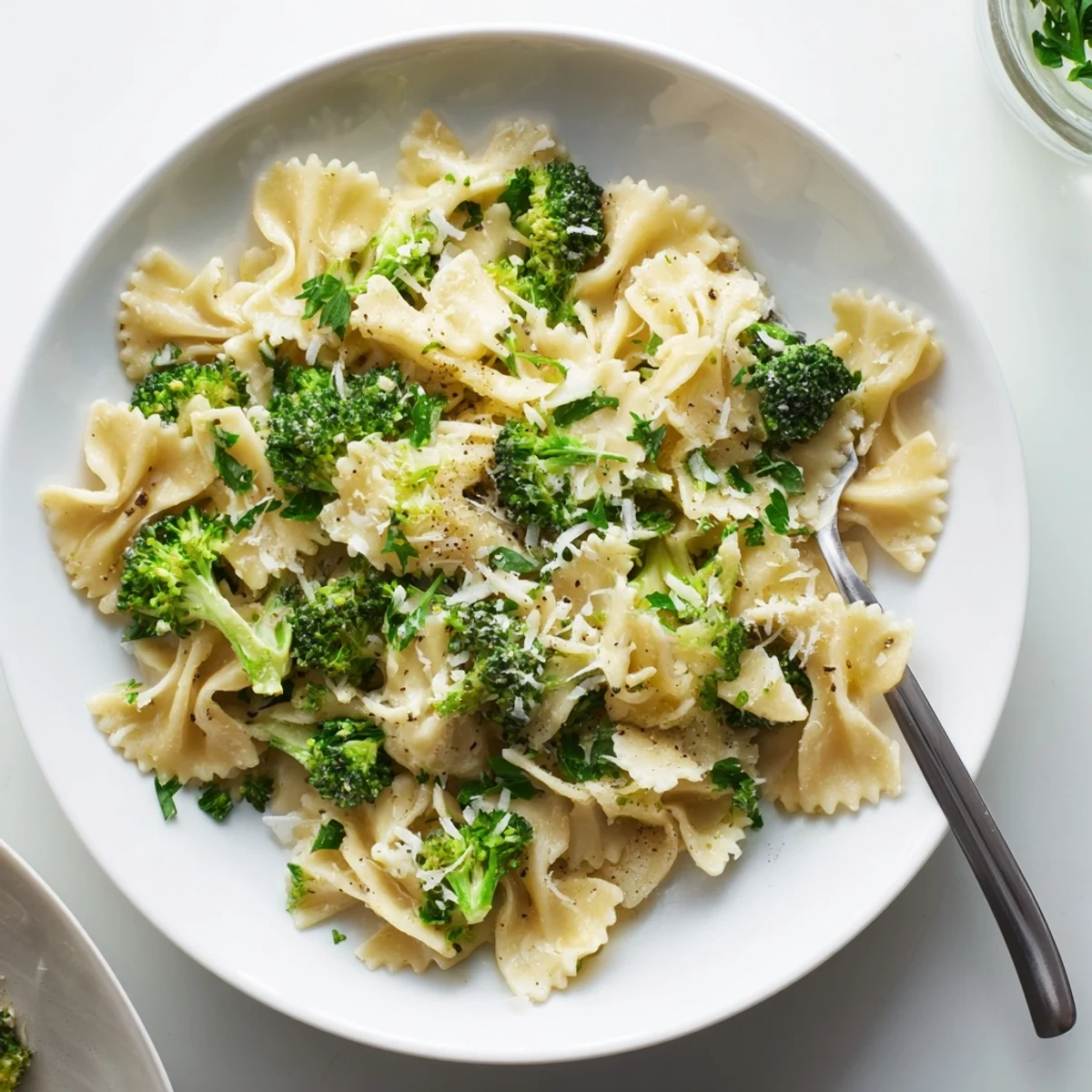 Creamy Mafaldine Pasta Limone Broccoli tossed in a bright lemon parmesan sauce with tender green florets