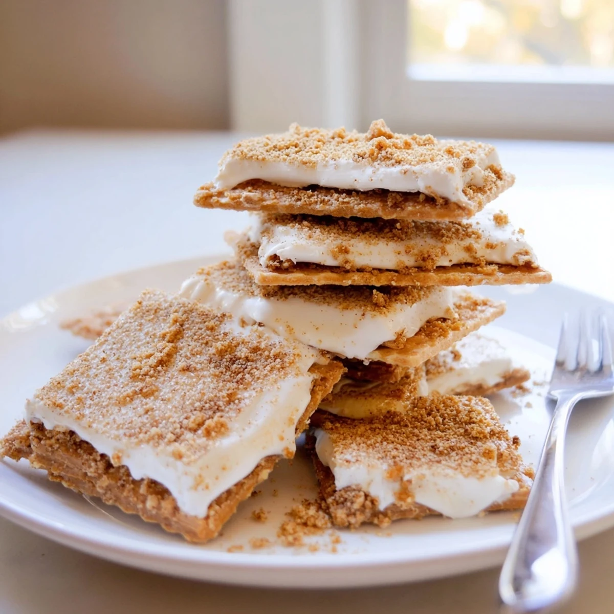 Warm Churro Saltine White Toffee with gooey white chocolate and caramelized brown sugar topping