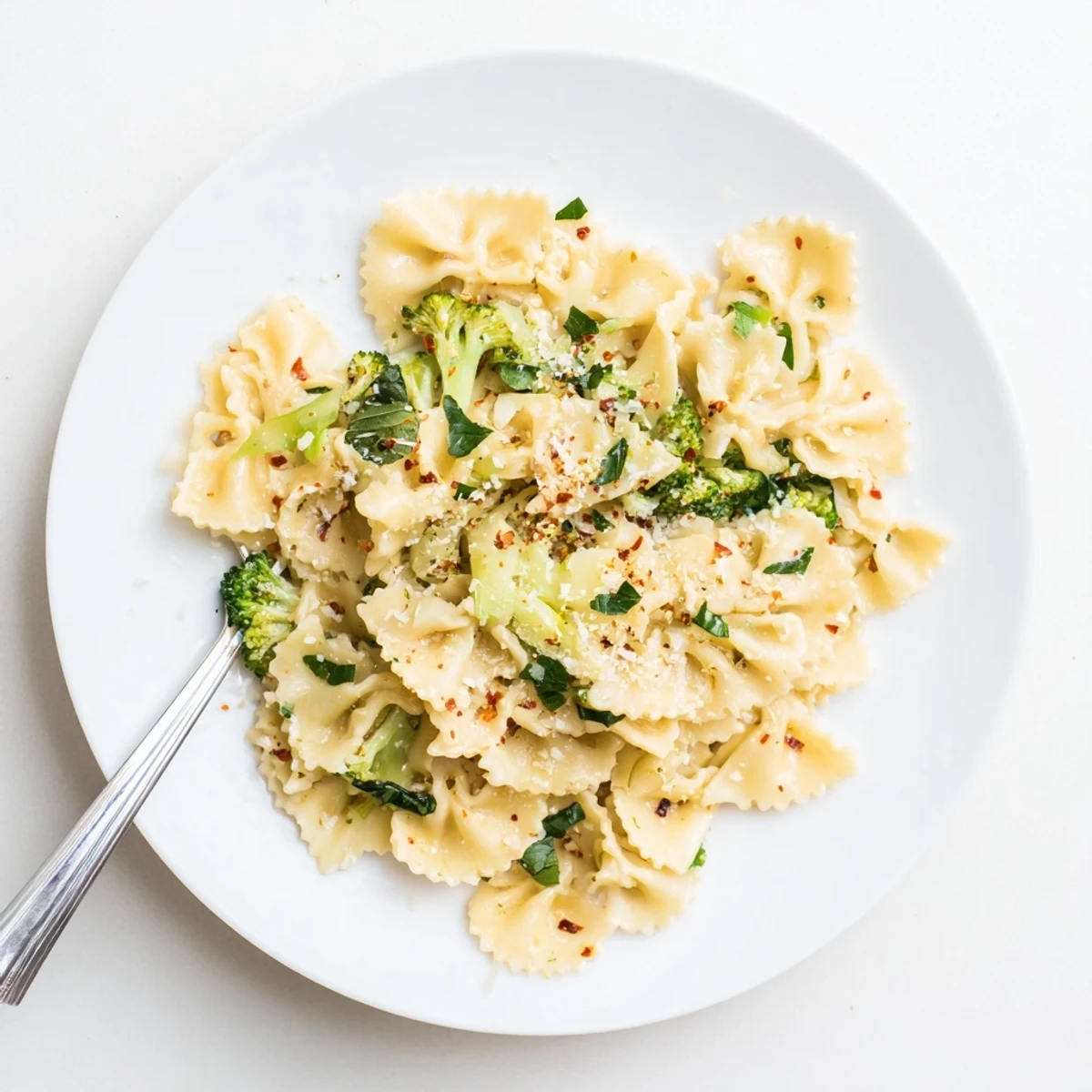 Fragrant mafaldine limone broccoli pasta tossed with garlic and fresh lemon zest