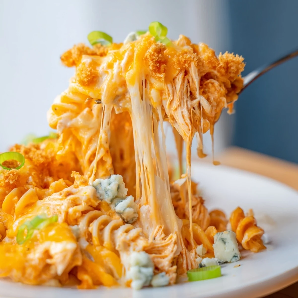 Creamy Cheesy Buffalo Chicken Dip Casserole served bubbling hot with crisp celery sticks alongside