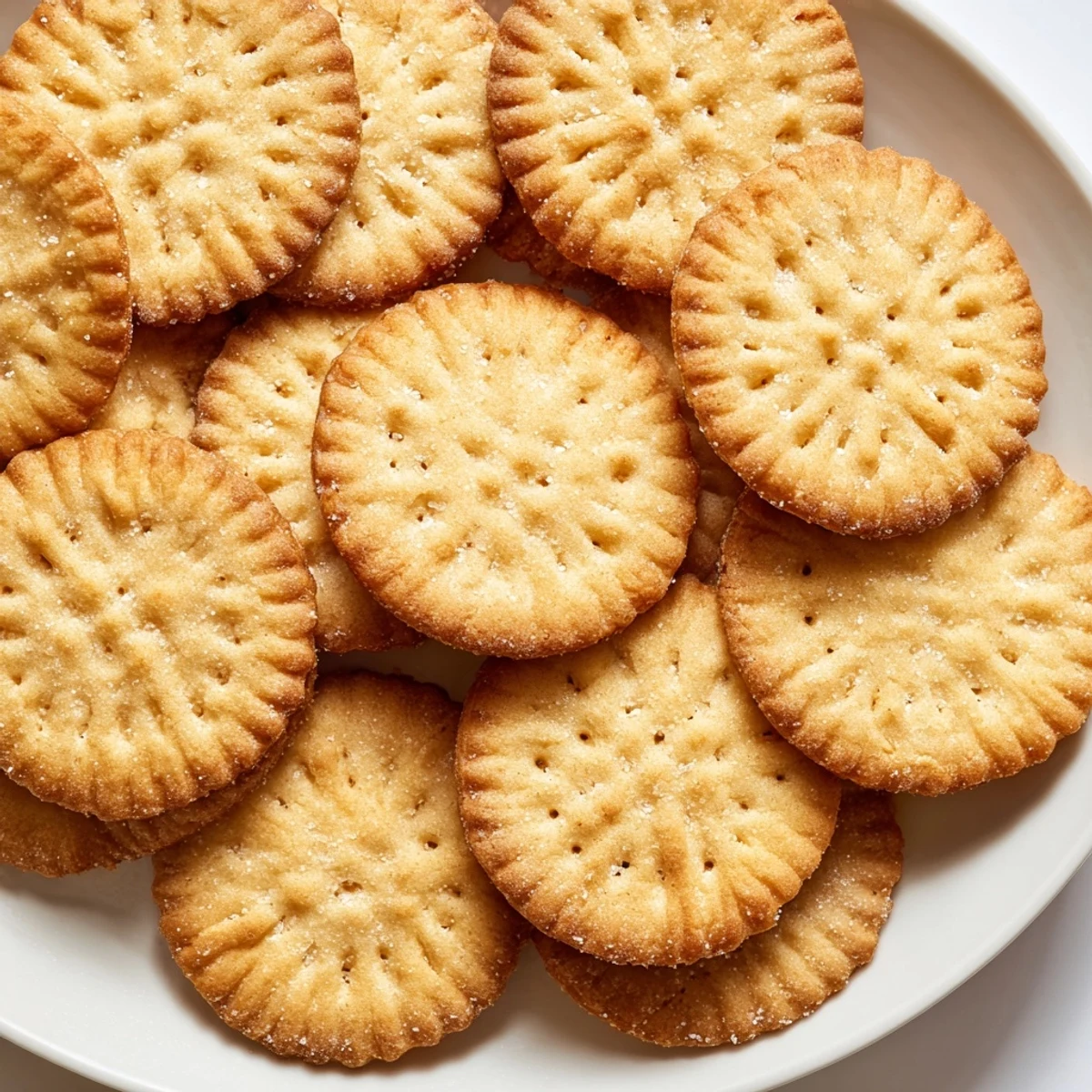 Crispy Petit Beurre biscuits with fork-dotted edges cooling on a wire baking rack