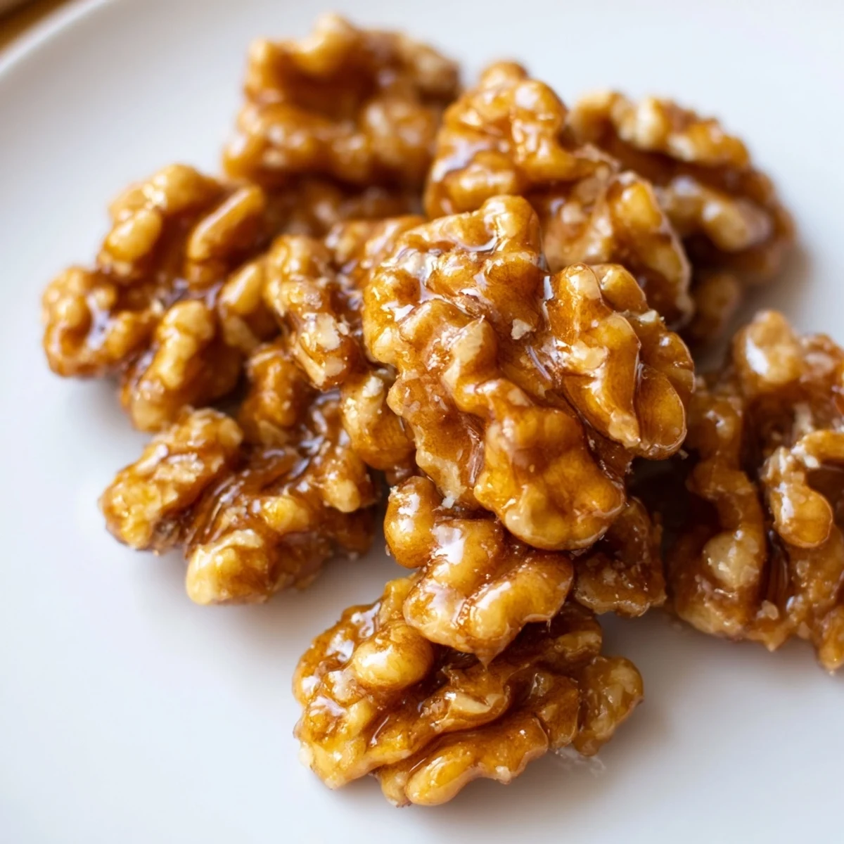 Warm maple cinnamon walnuts fresh from the oven, coated in a spiced glaze