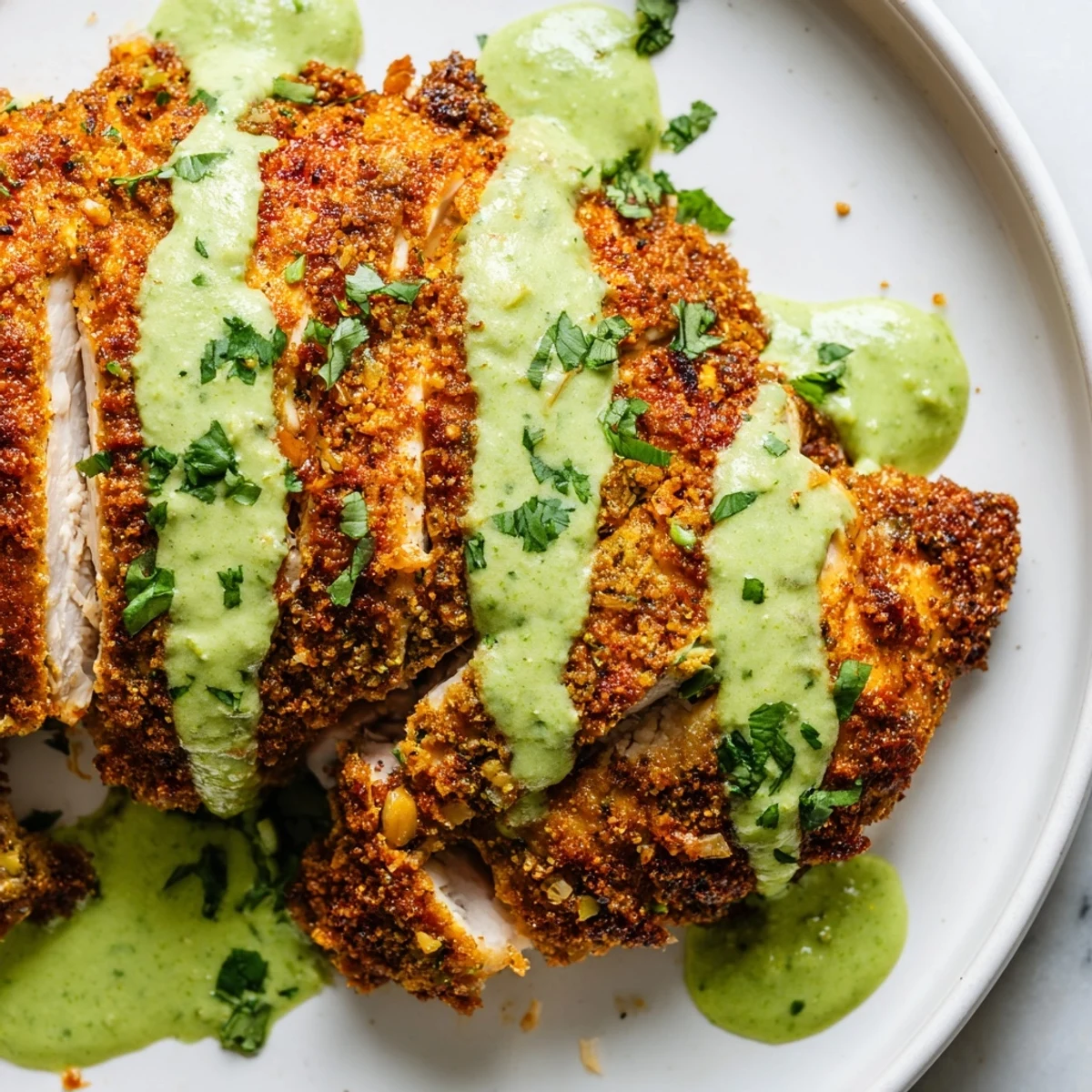 Golden roasted Peruvian chicken with crispy herb-marinated skin on a rustic platter