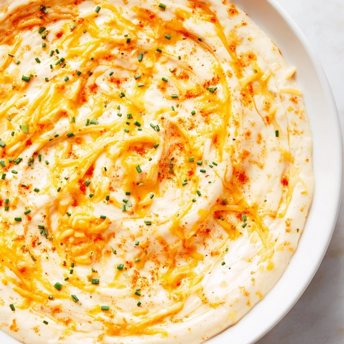 Warm cheese dip in a rustic bowl surrounded by crispy tortilla chips