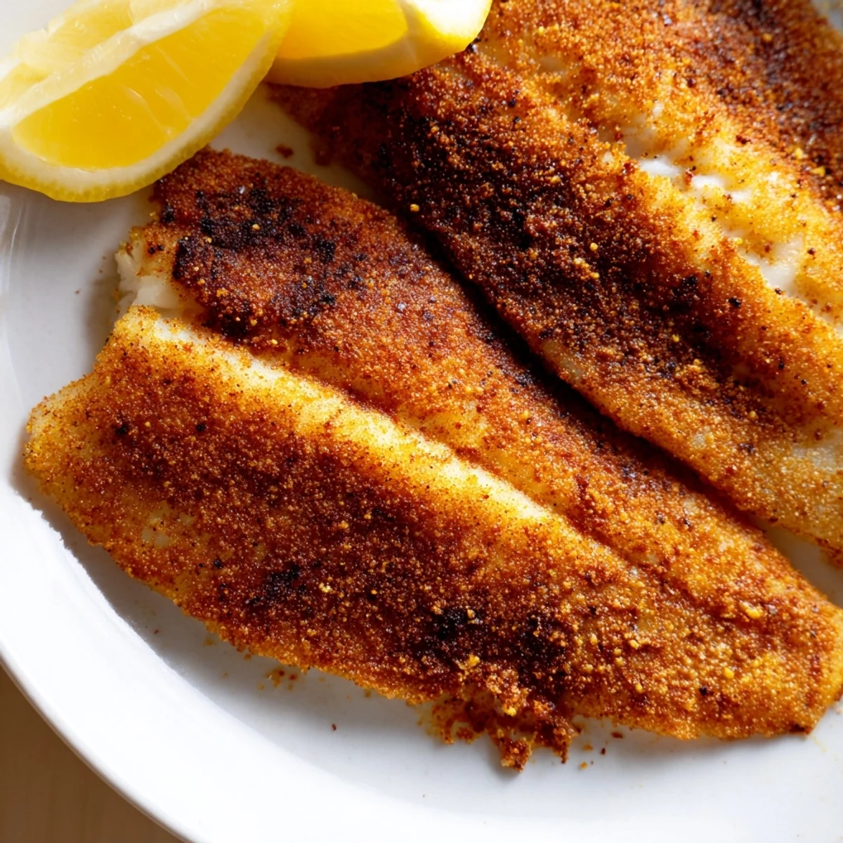Pan fried tilapia seasoned with paprika served alongside steamed fresh vegetables