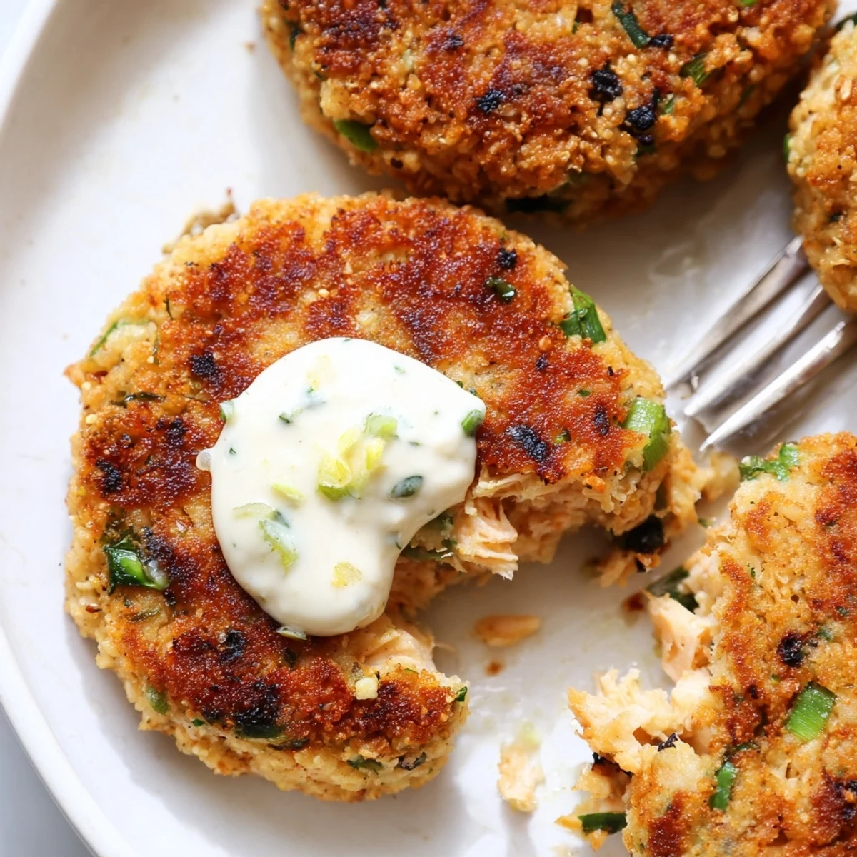 Crispy lemon garlic Alaska salmon cakes drizzled with tangy homemade lemon aioli