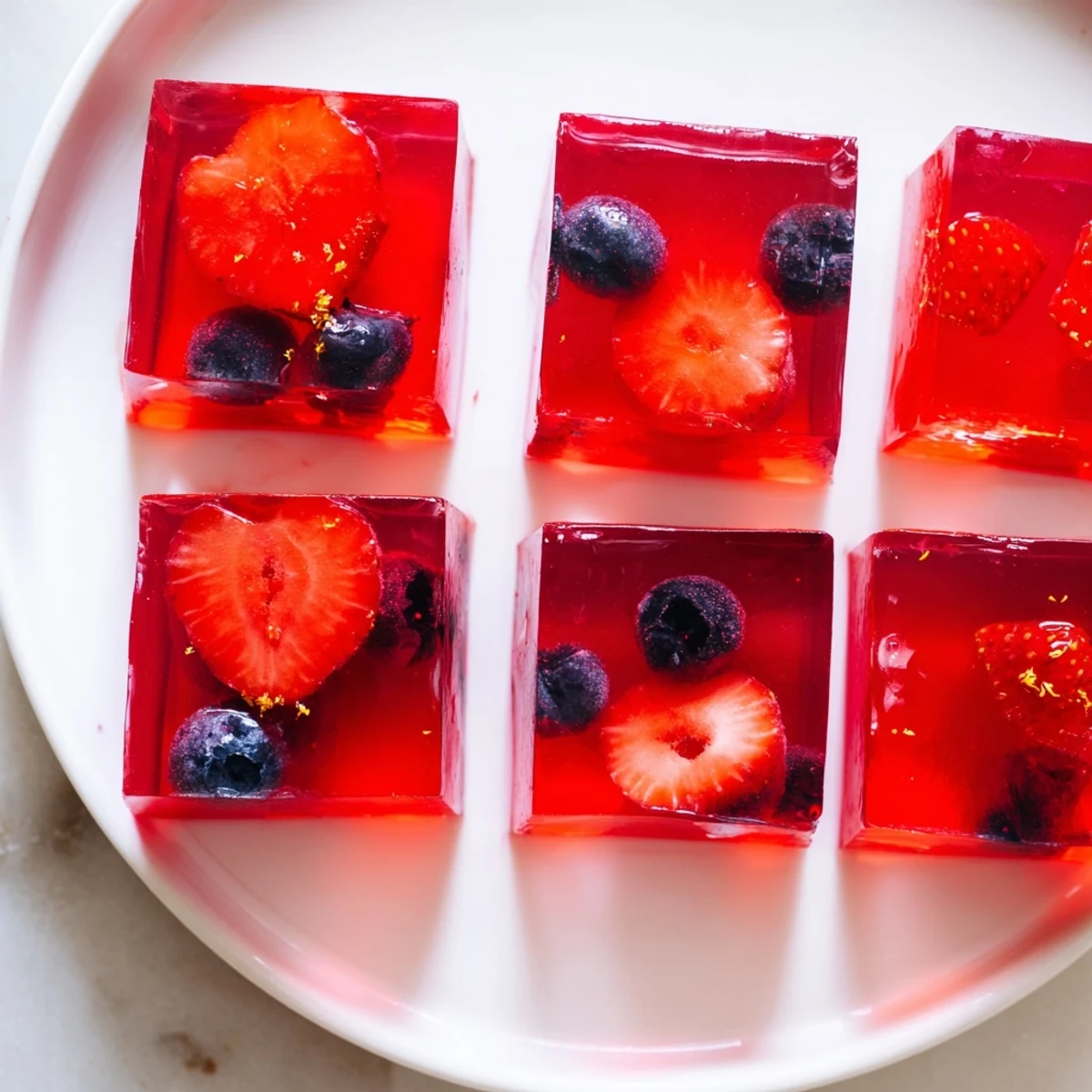 Bright wiggly collagen fruit jellies dusted with citrus zest arranged on a serving platter